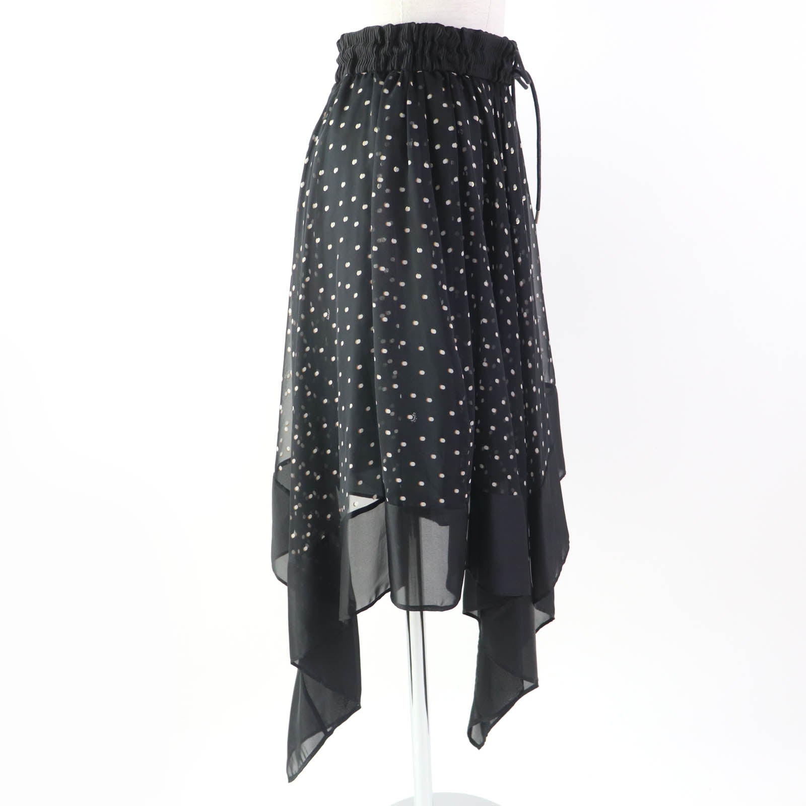 Sacai Dot Pattern Asymmetric Flare Skirt