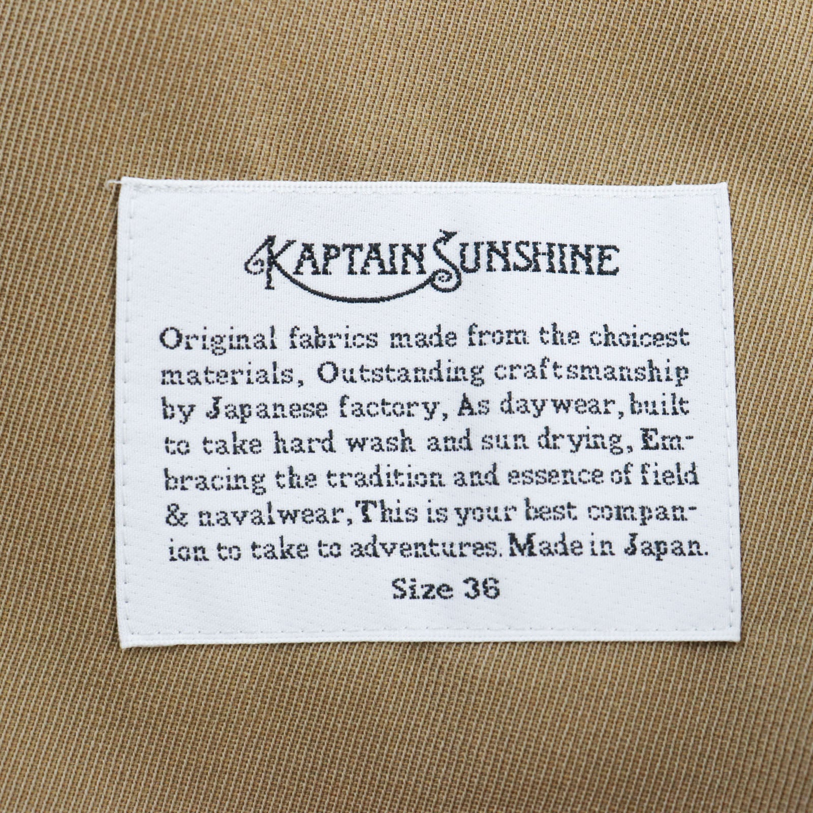 KAPTAIN SUNSHINE Cavalry Twill Walker Coat Wool Cotton Beige