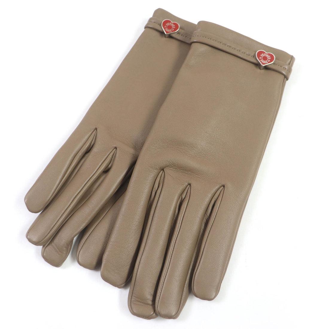 Hermes Lambskin Leather Gloves Beige 7