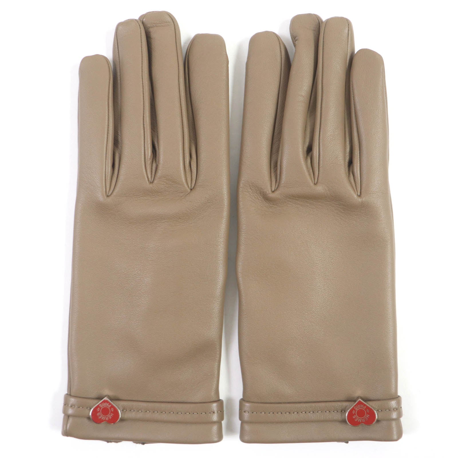 Hermes Lambskin Leather Gloves Beige 7