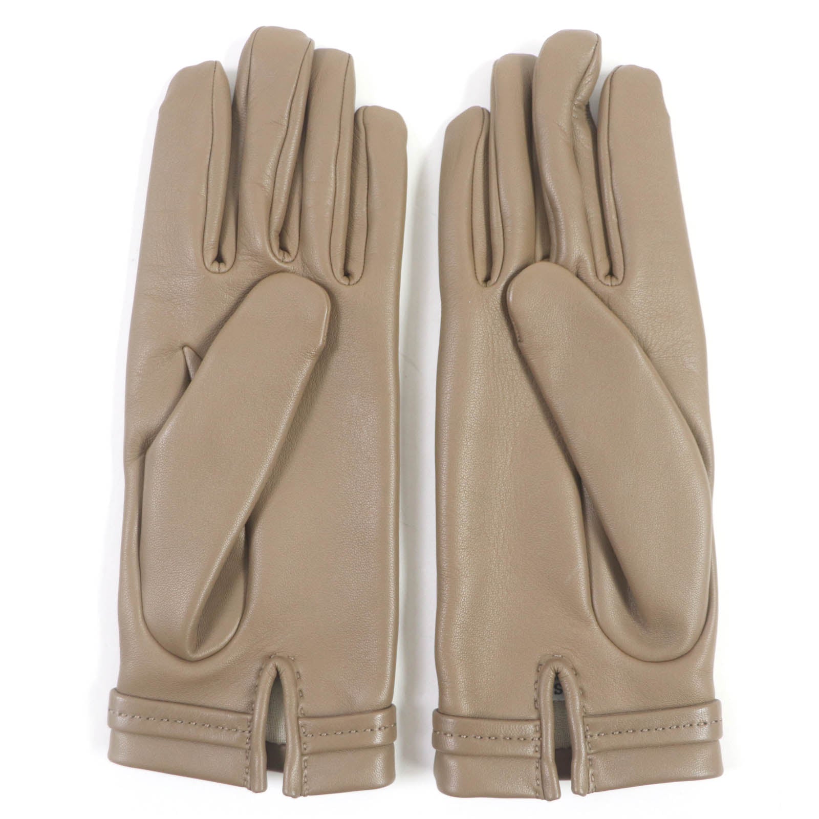 Hermes Lambskin Leather Gloves Beige 7