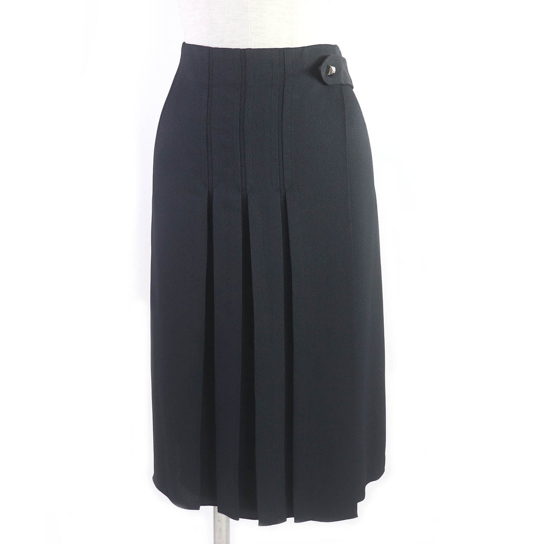 Hermes Medor Pleated Wrap Skirt Dark Navy