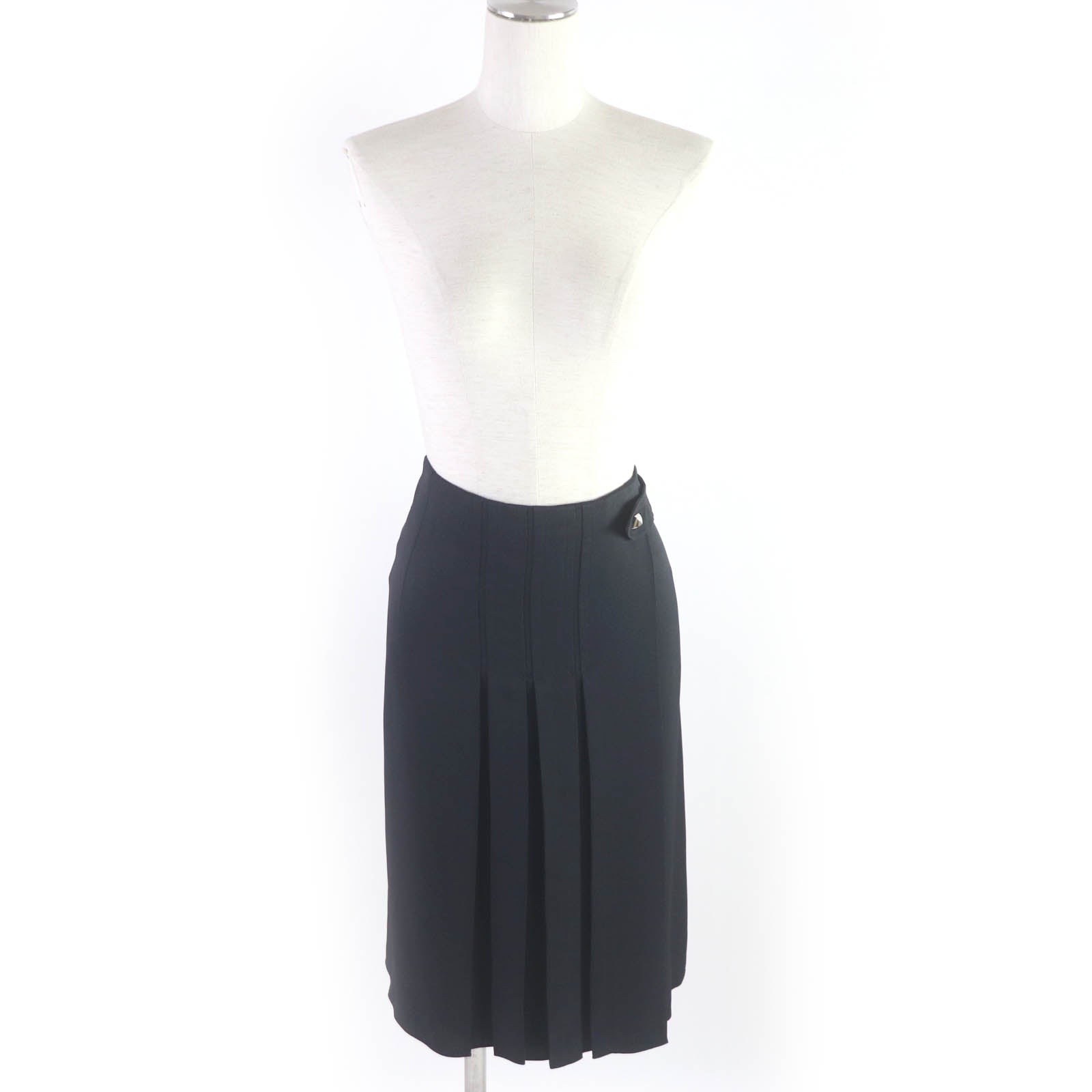 Hermes Medor Pleated Wrap Skirt Dark Navy