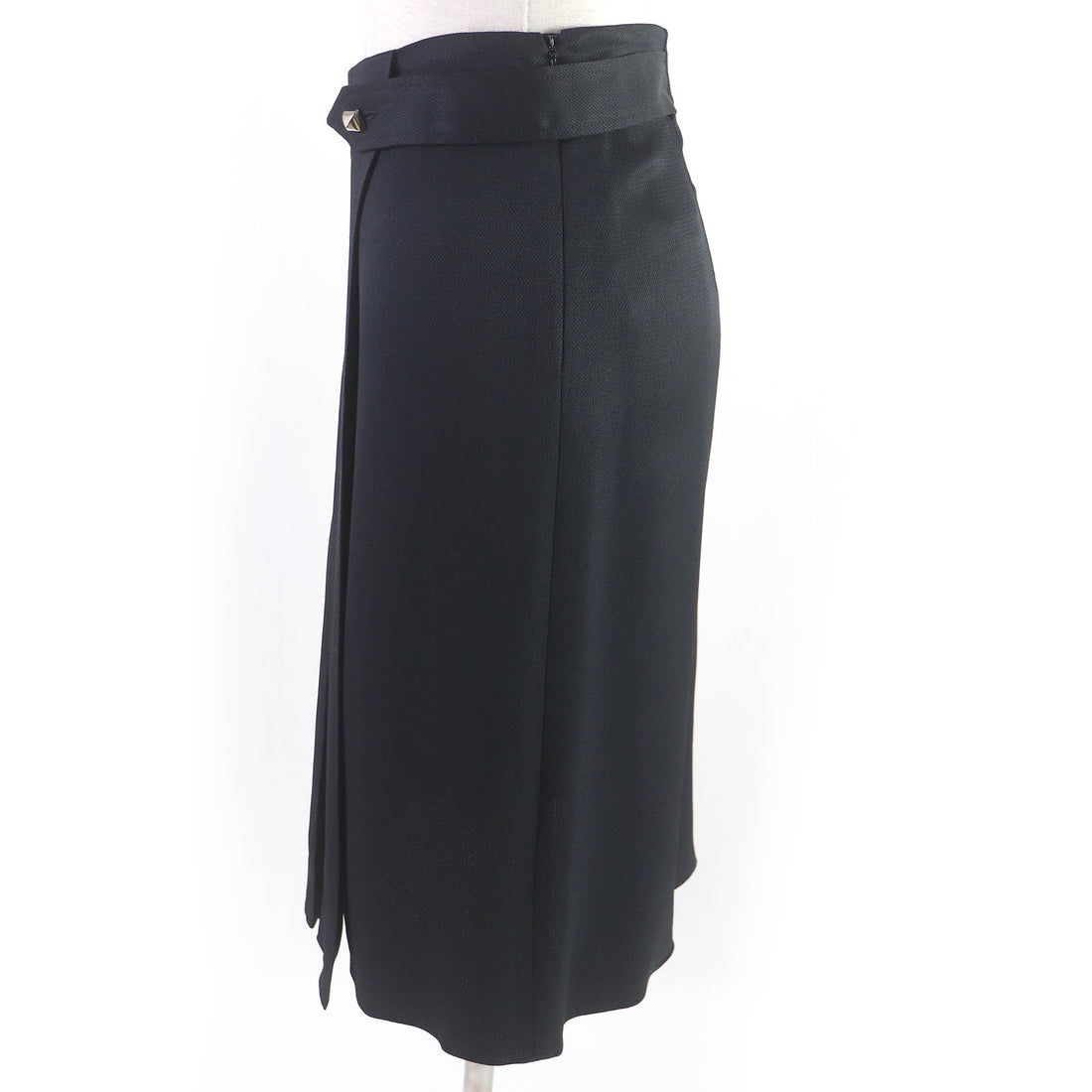 Hermes Medor Pleated Wrap Skirt Dark Navy