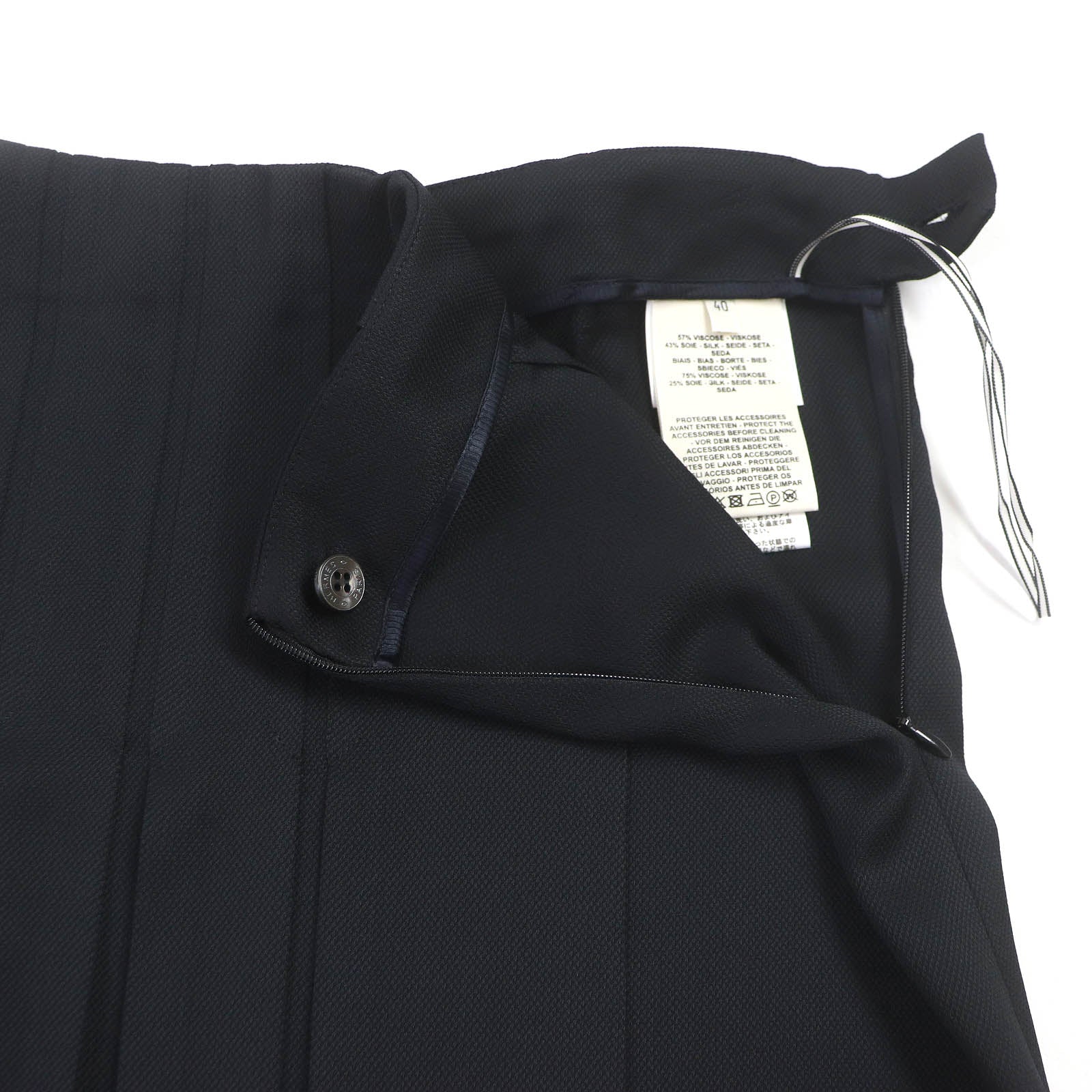 Hermes Medor Pleated Wrap Skirt Dark Navy