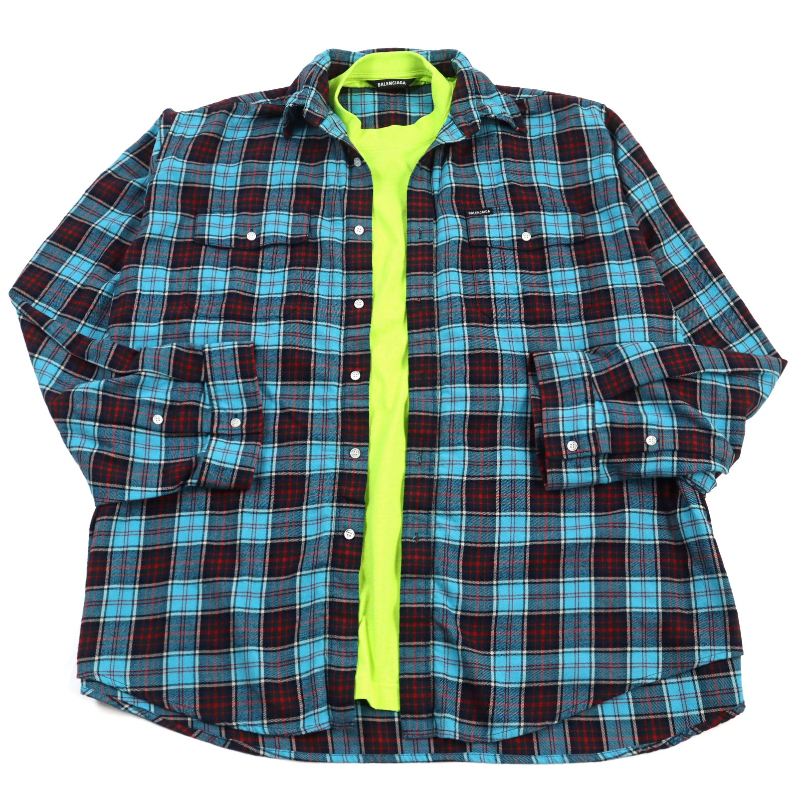 Balenciaga Trompe L'oeil Check Shirt Blue