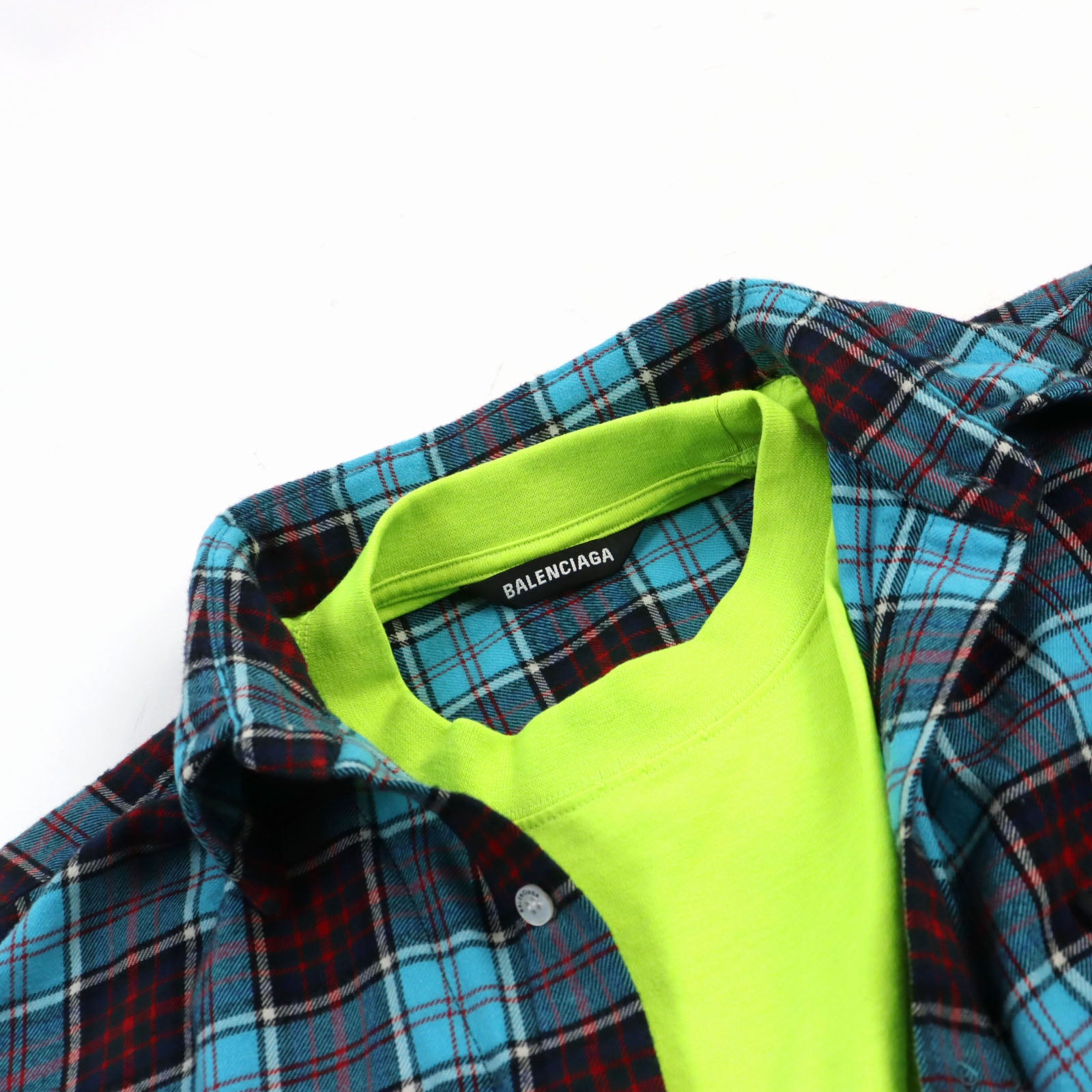 Balenciaga Trompe L'oeil Check Shirt Blue