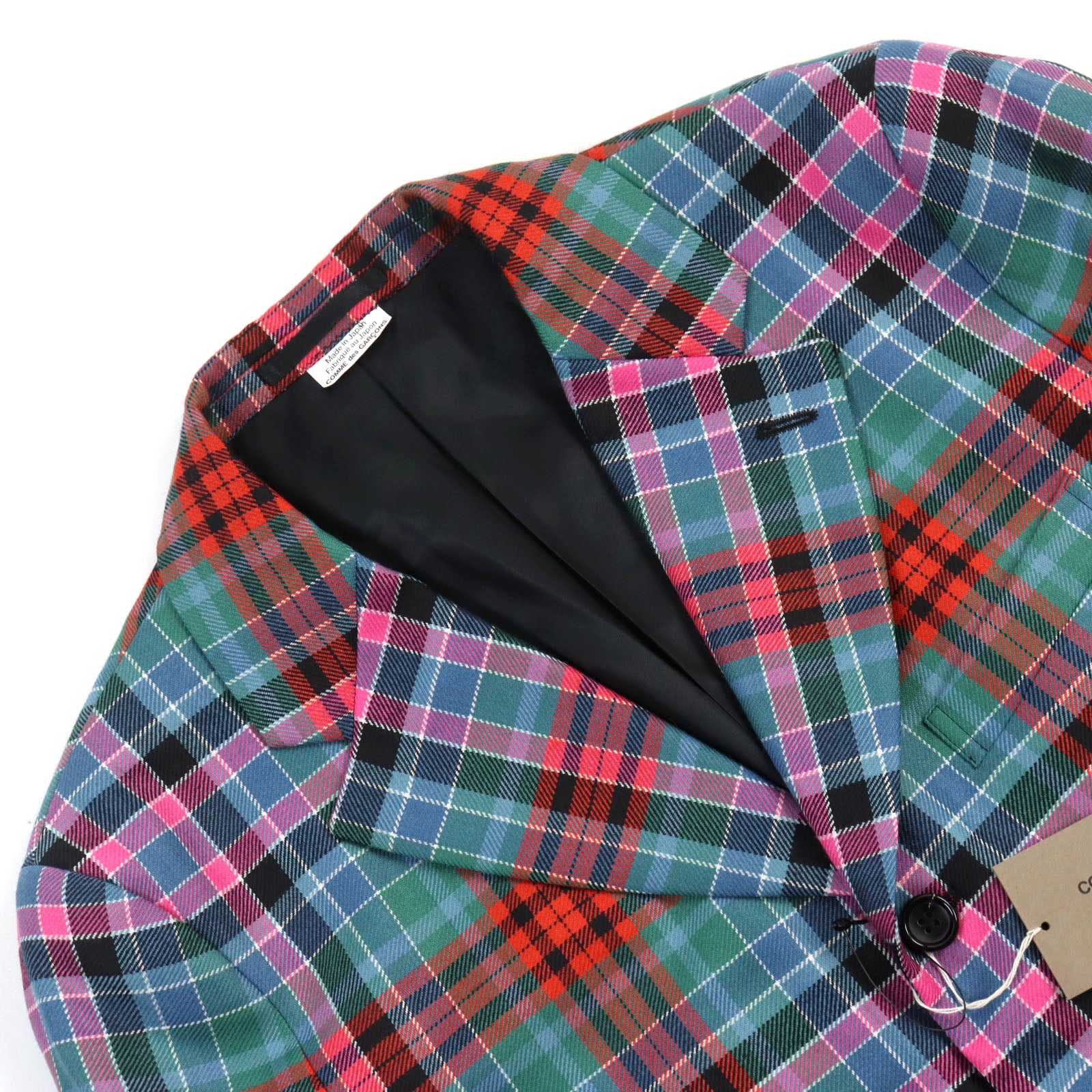 Wool Madras Check Poncho Jacket Cape