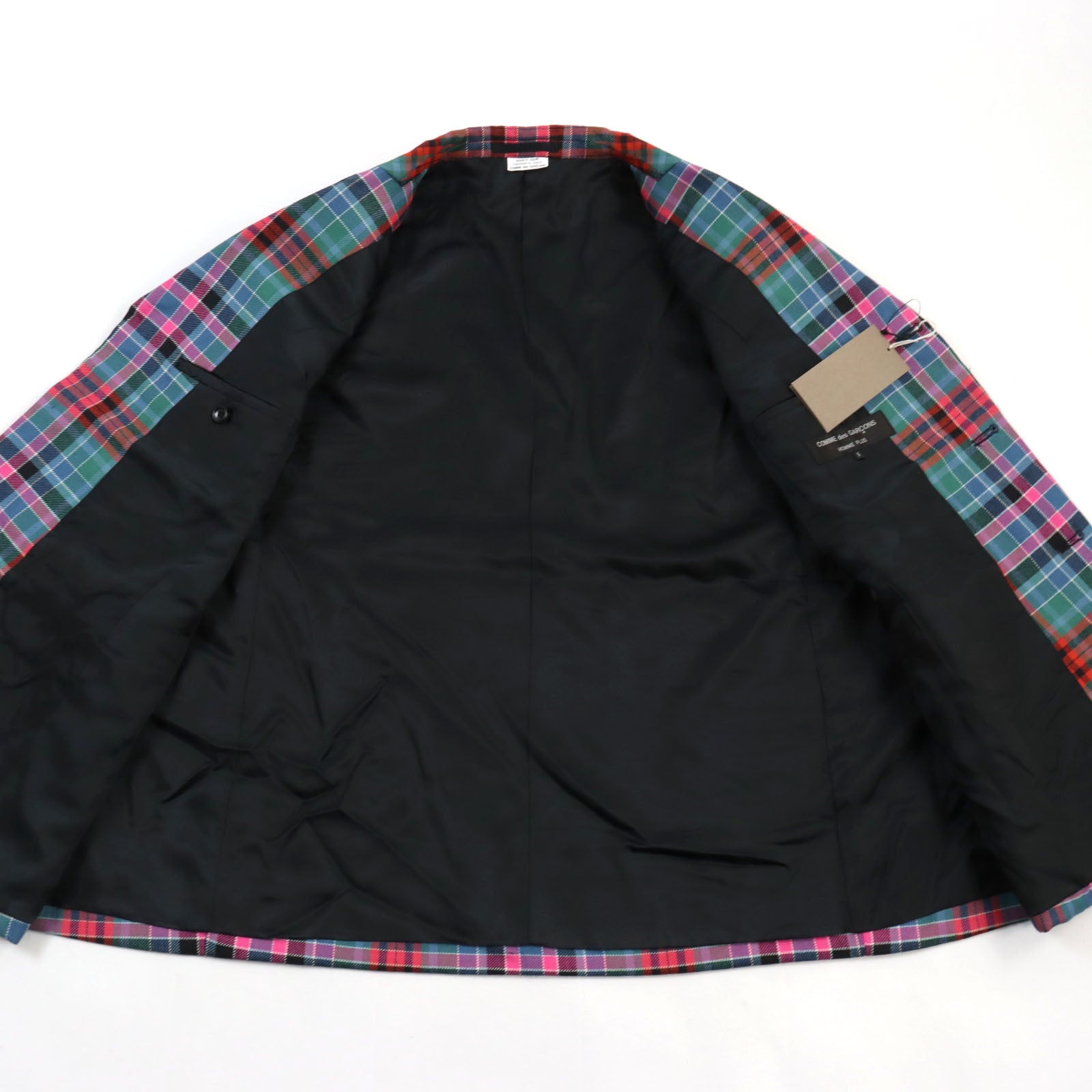 Wool Madras Check Poncho Jacket Cape