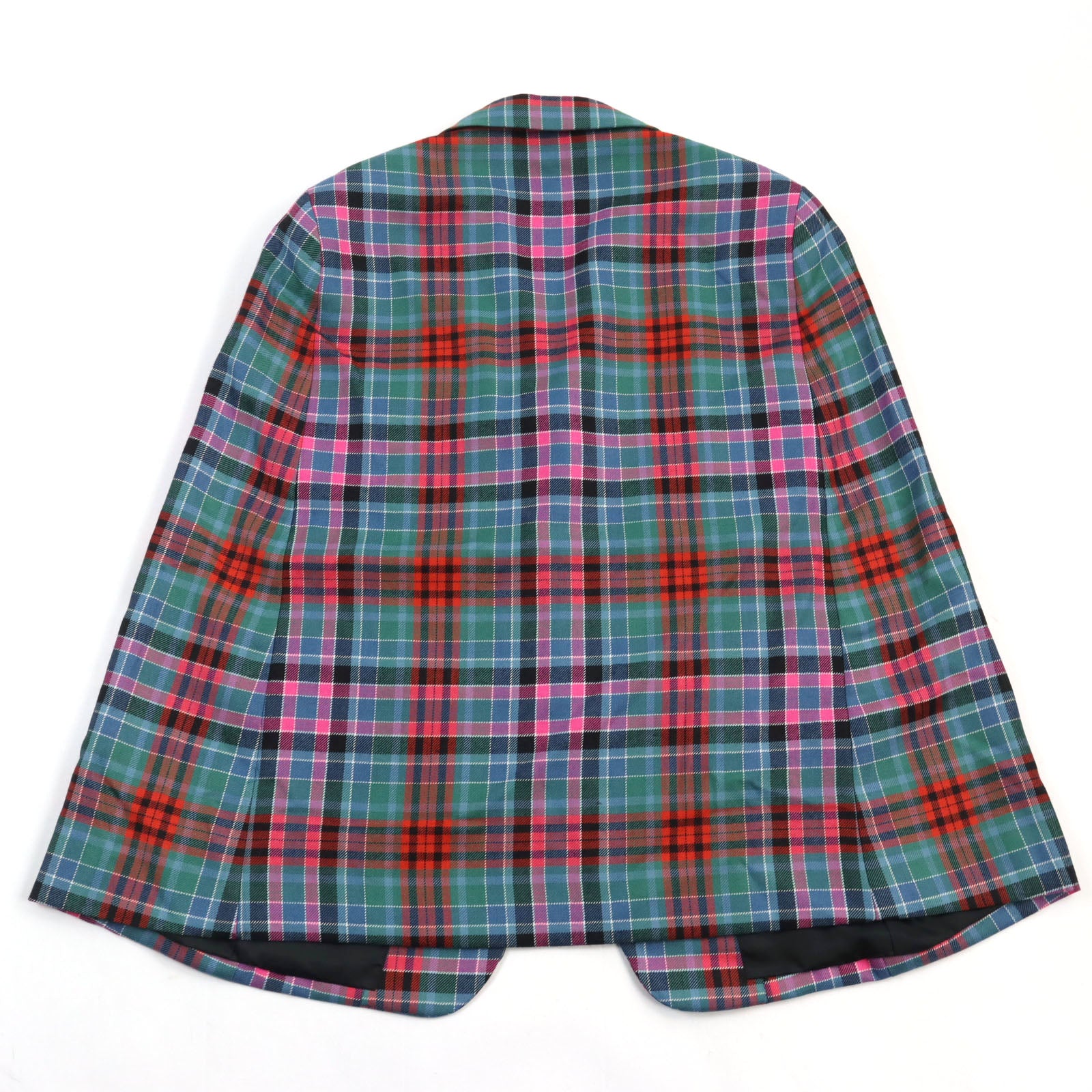 Wool Madras Check Poncho Jacket Cape