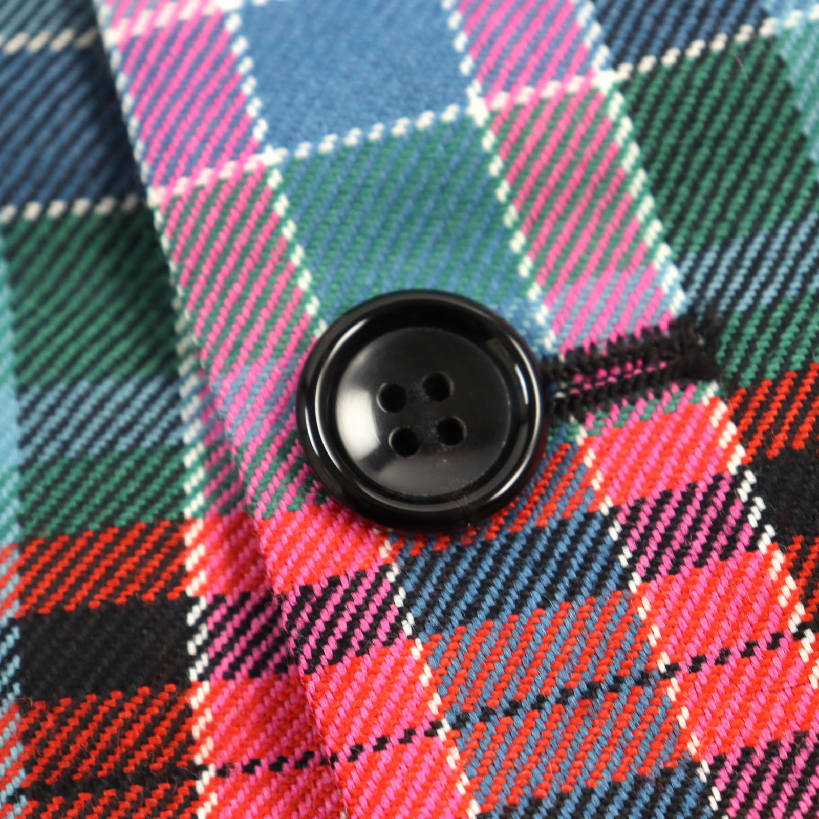 Wool Madras Check Poncho Jacket Cape