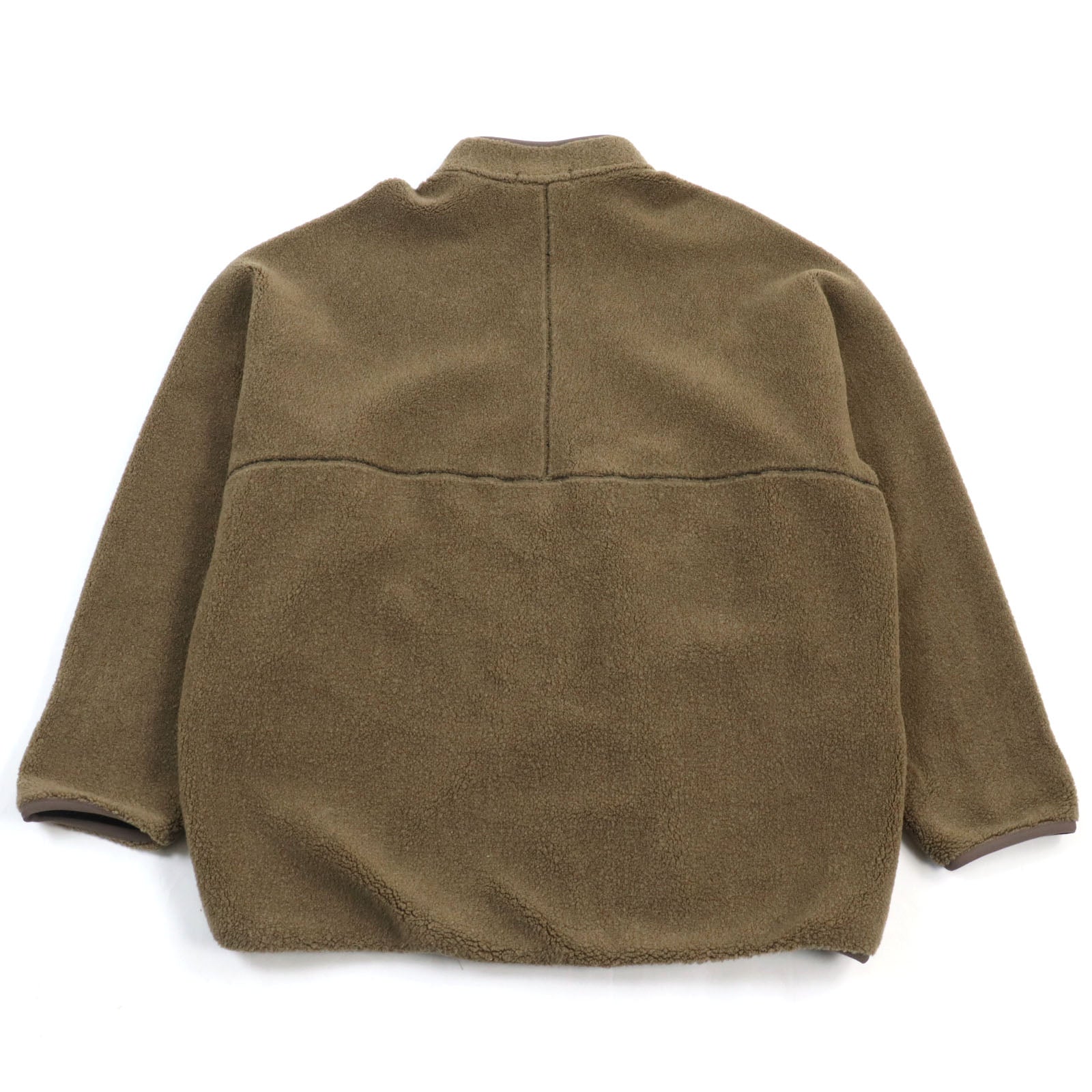 Wool Boa Hi-Neck Blouson Jacket Brown