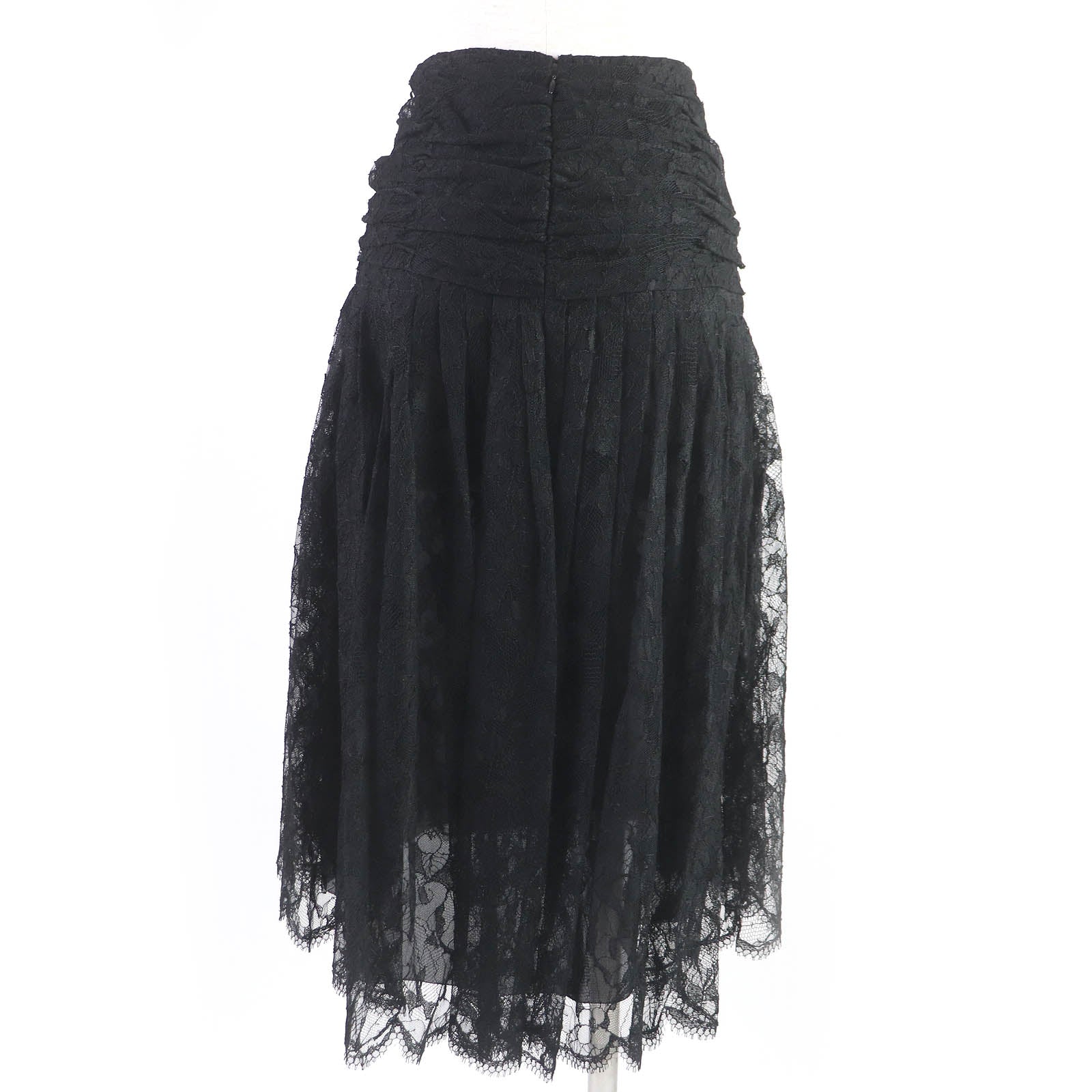 Chanel Floral Lace Skirt Black 40