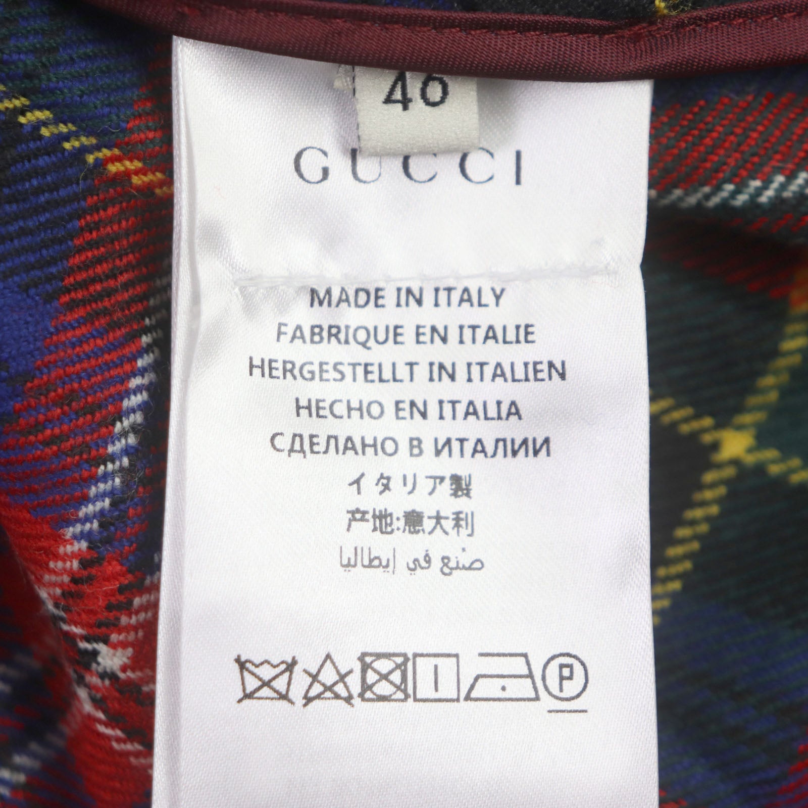 Gucci Wool Check Pattern Logo Button Oversized Coat