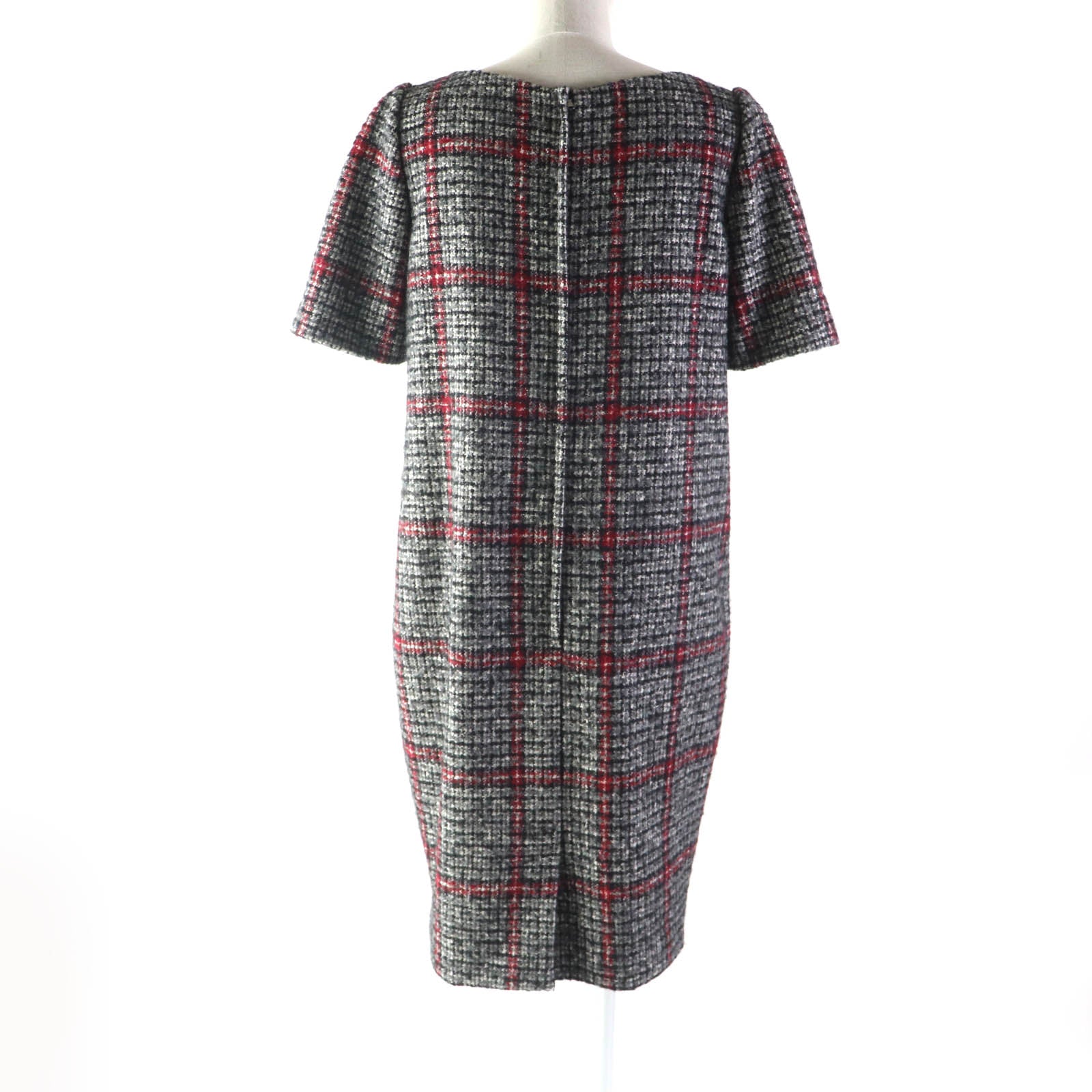 Dolce & Gabbana Plaid V-neck Tweed Dress