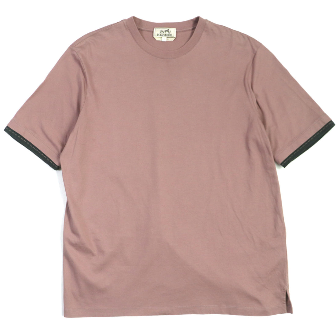 HERMES Cotton Crew Neck T-Shirt Smoky Pink S