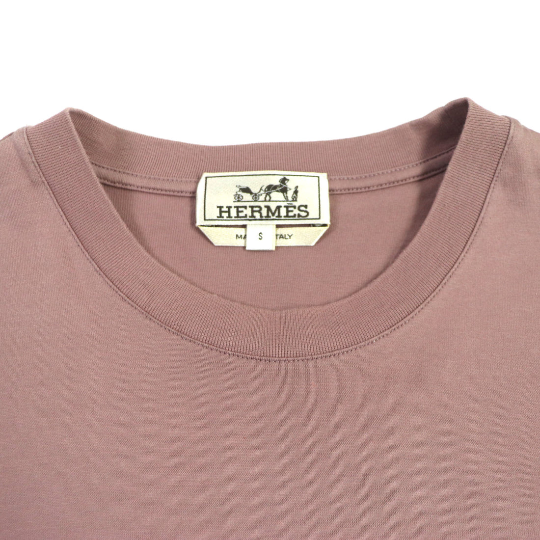 HERMES Cotton Crew Neck T-Shirt Smoky Pink S