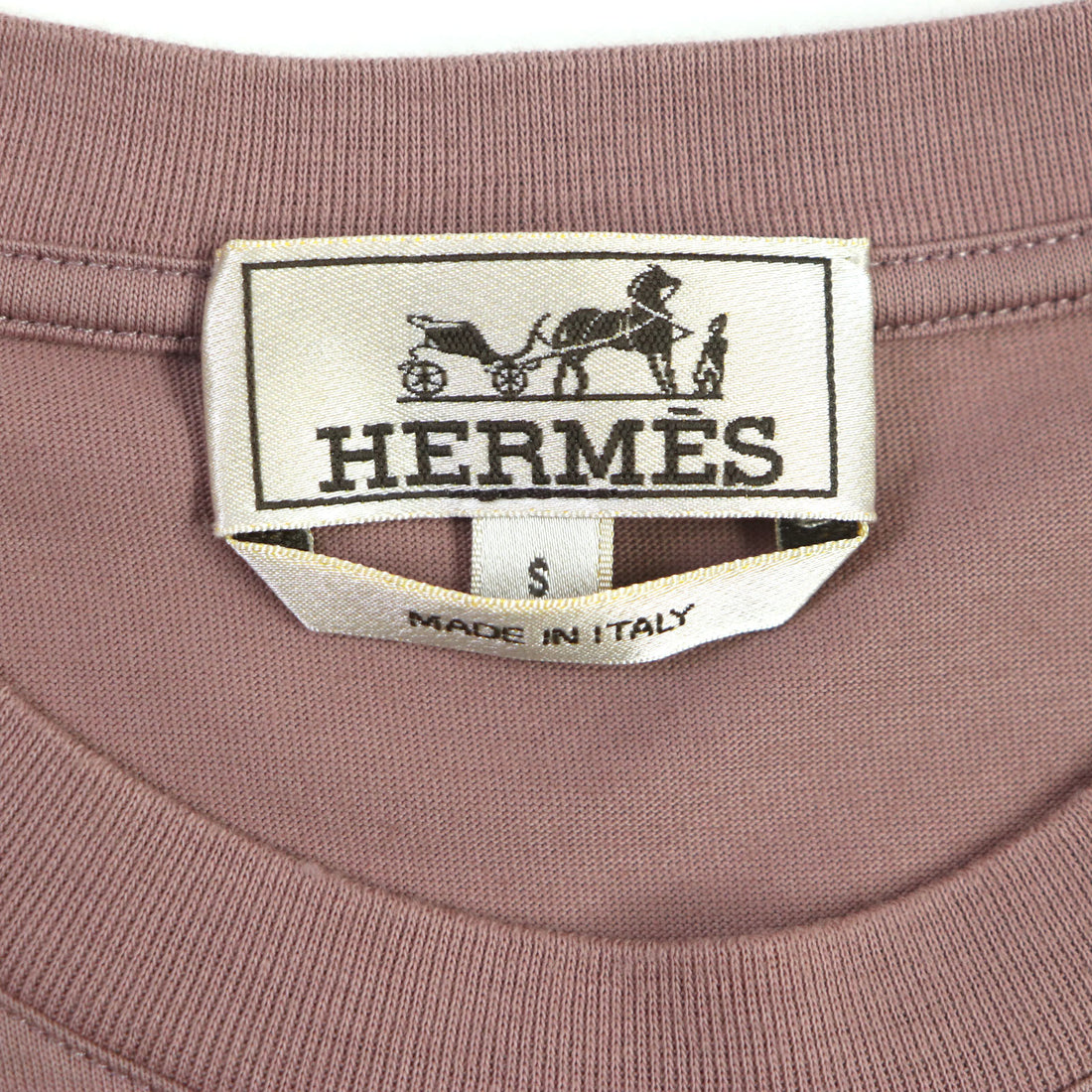 HERMES Cotton Crew Neck T-Shirt Smoky Pink S