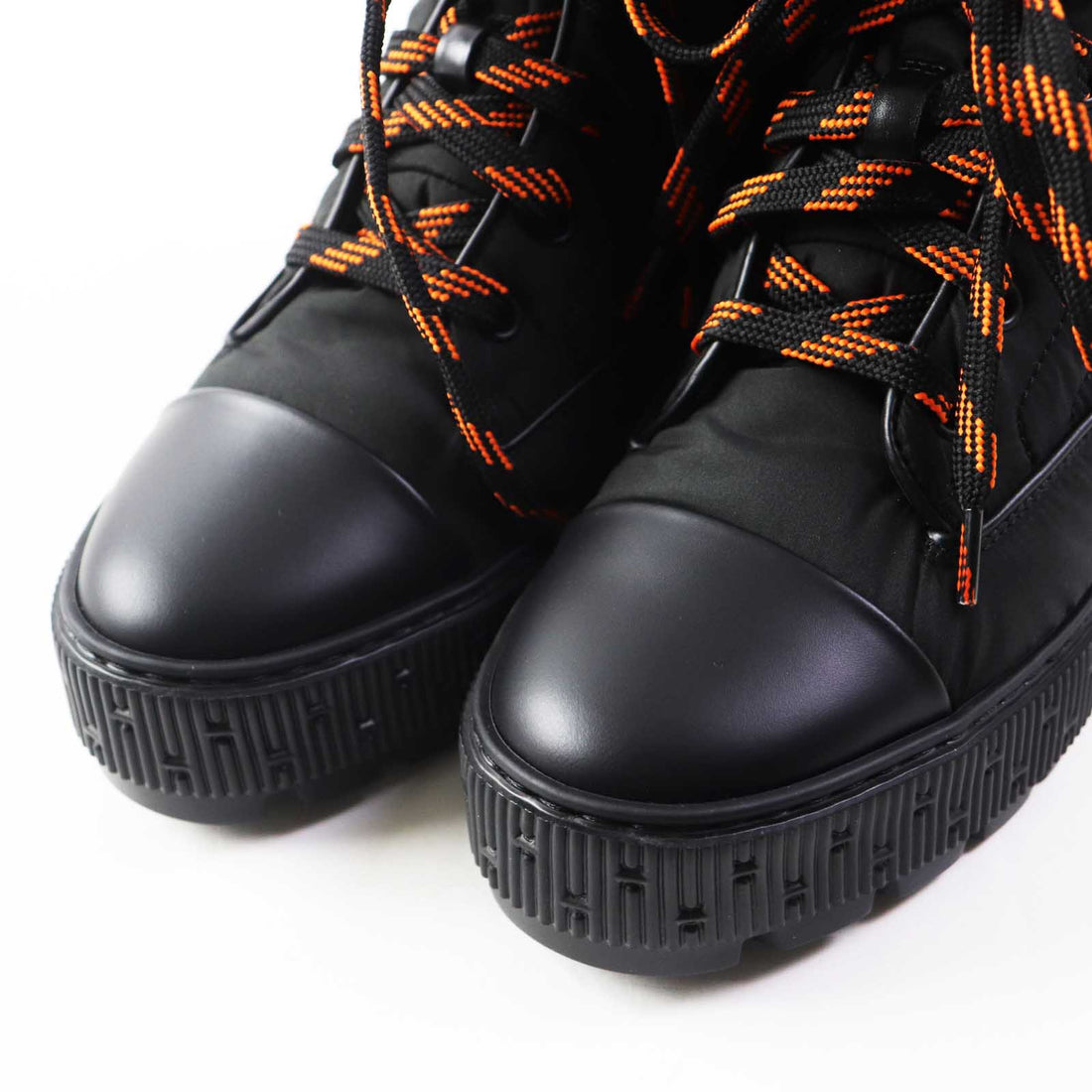 Hermes Leather Parachute Fabric Lace-up Boots