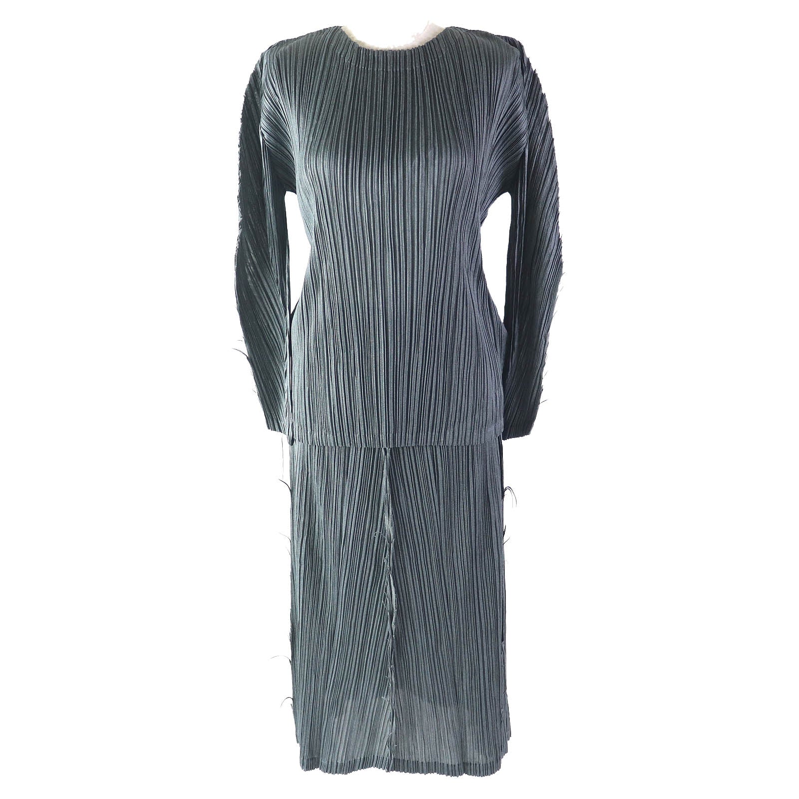 Pleats Please Polyester Skirt Set Gray