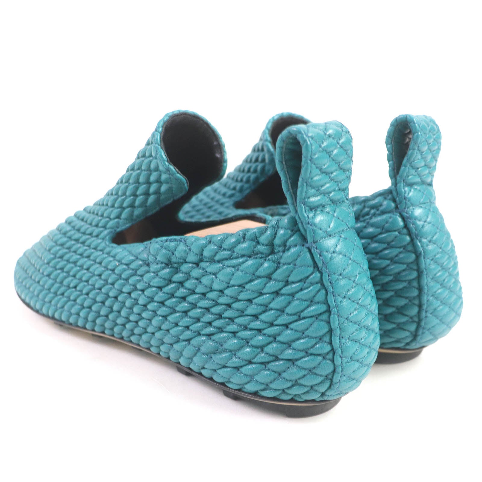 Bottega Veneta Leather Slip-On Shoes Turquoise 39