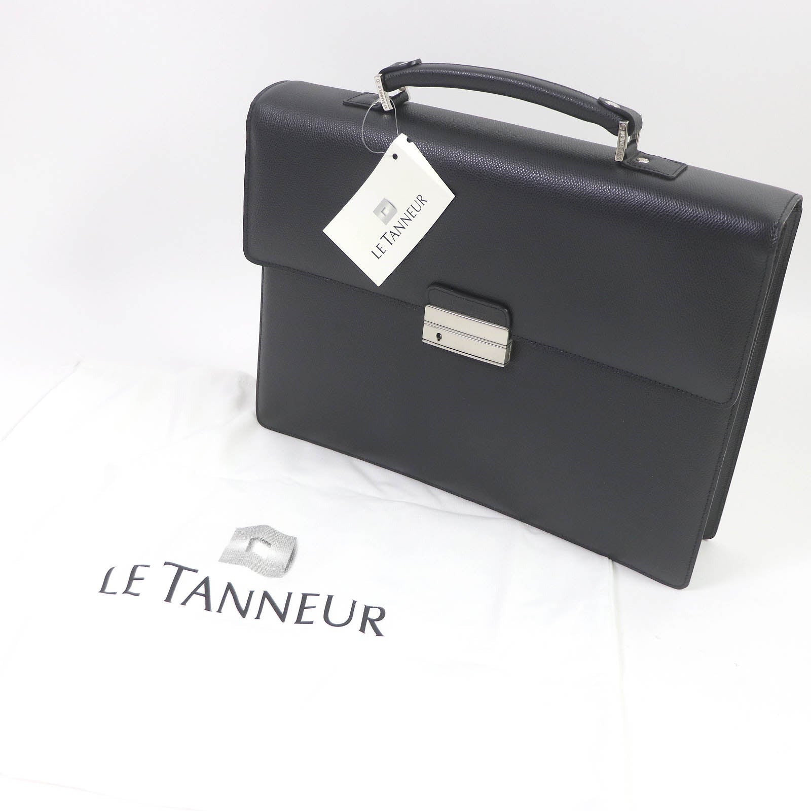 Le Tanua Leather Business Briefcase Black