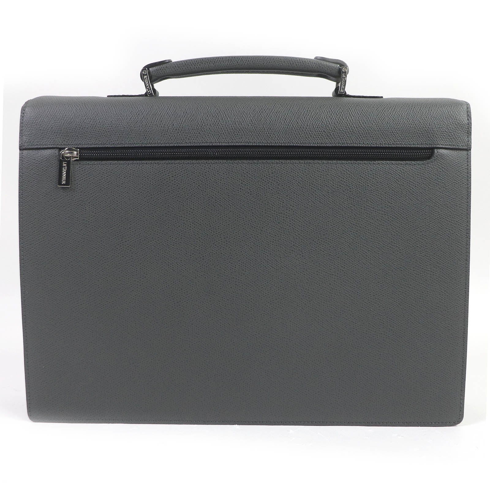 Le Tanua Leather Business Briefcase Gray