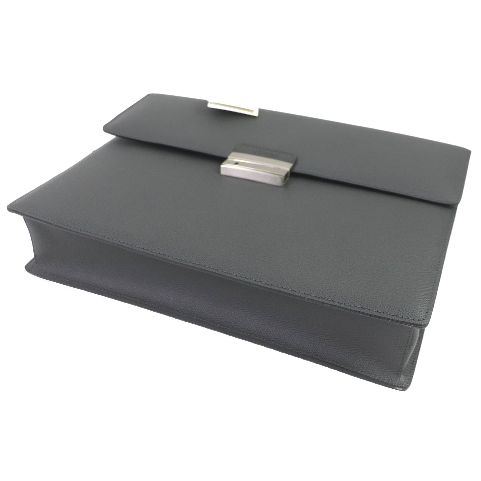 Le Tanua Leather Business Briefcase Gray