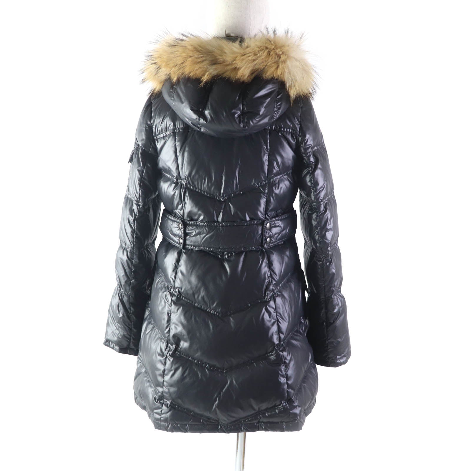 Burberry Nylon Down Coat with Fur Hood Black