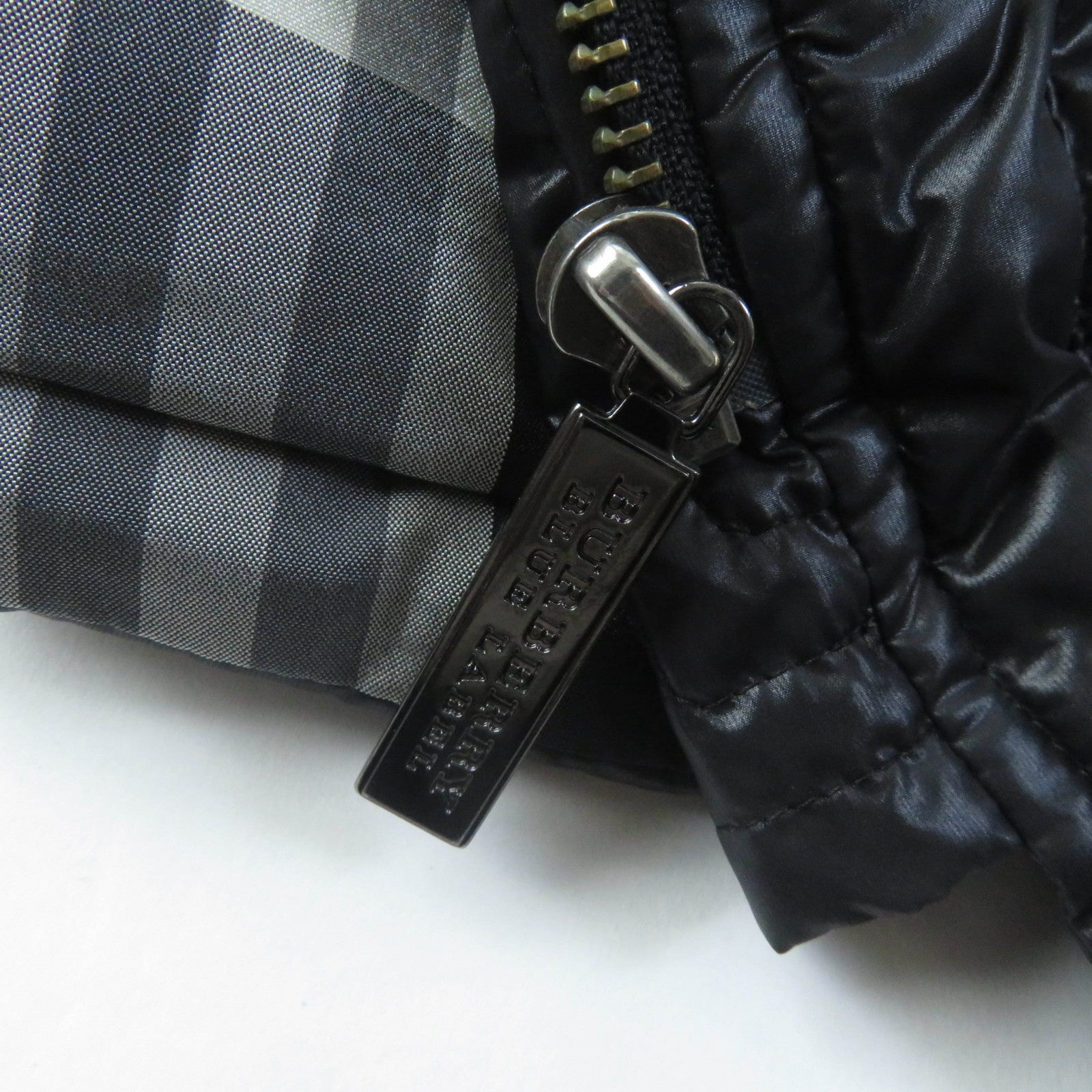 Burberry Nylon Down Coat with Fur Hood Black