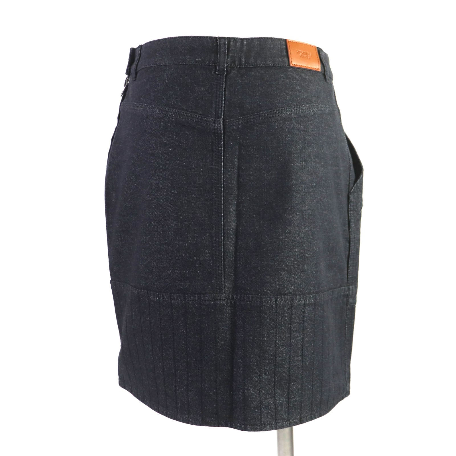 Hermes Cotton Elastane Mini Skirt Black 36