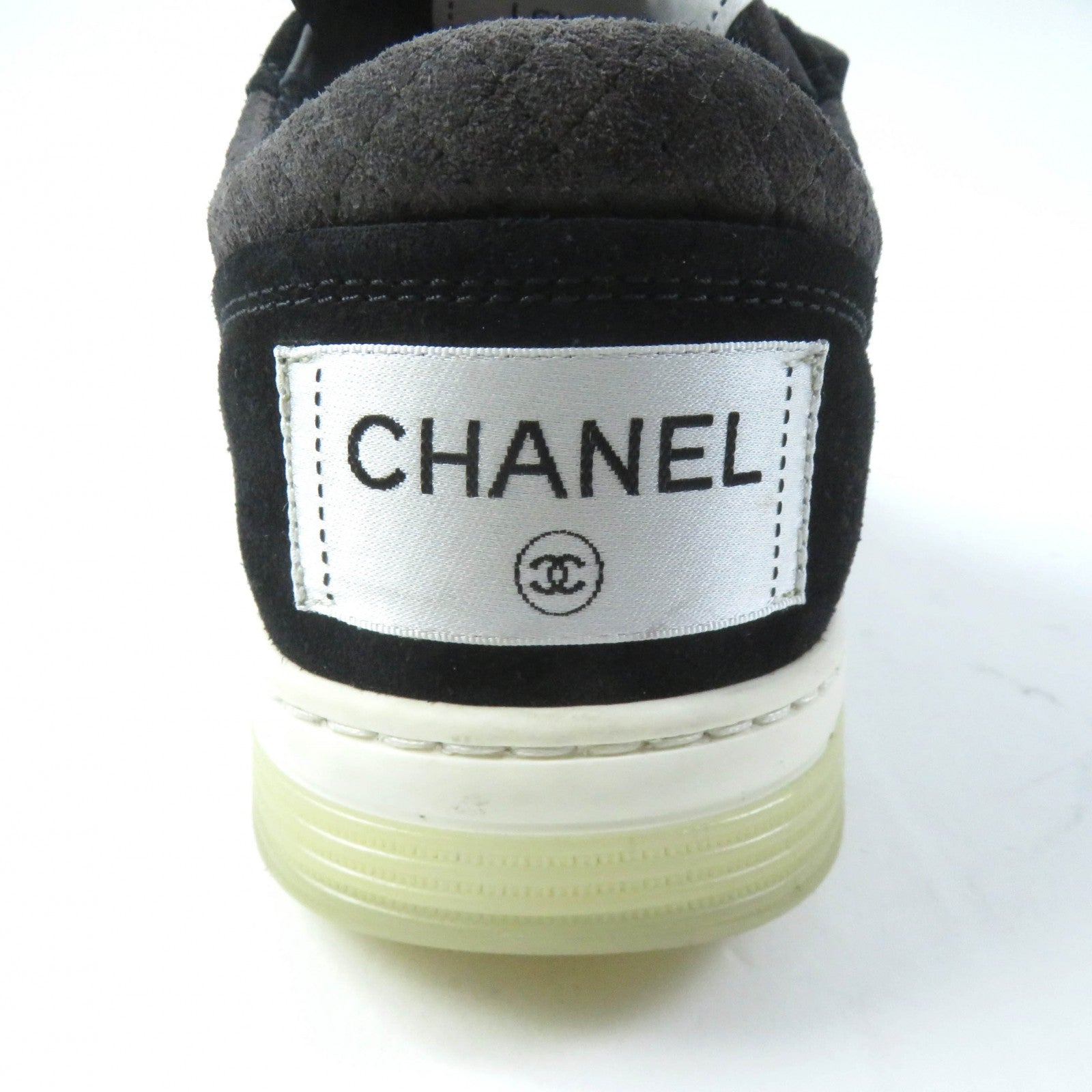 Chanel Suede Leather Lace-up Sneakers Black 37