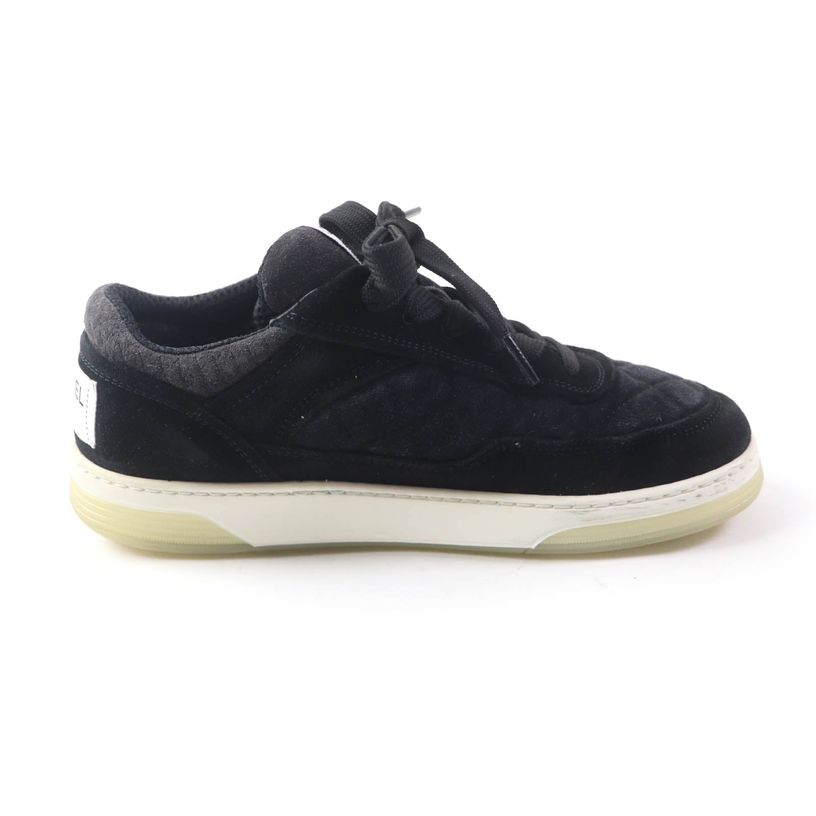 Chanel Suede Leather Lace-up Sneakers Black 37