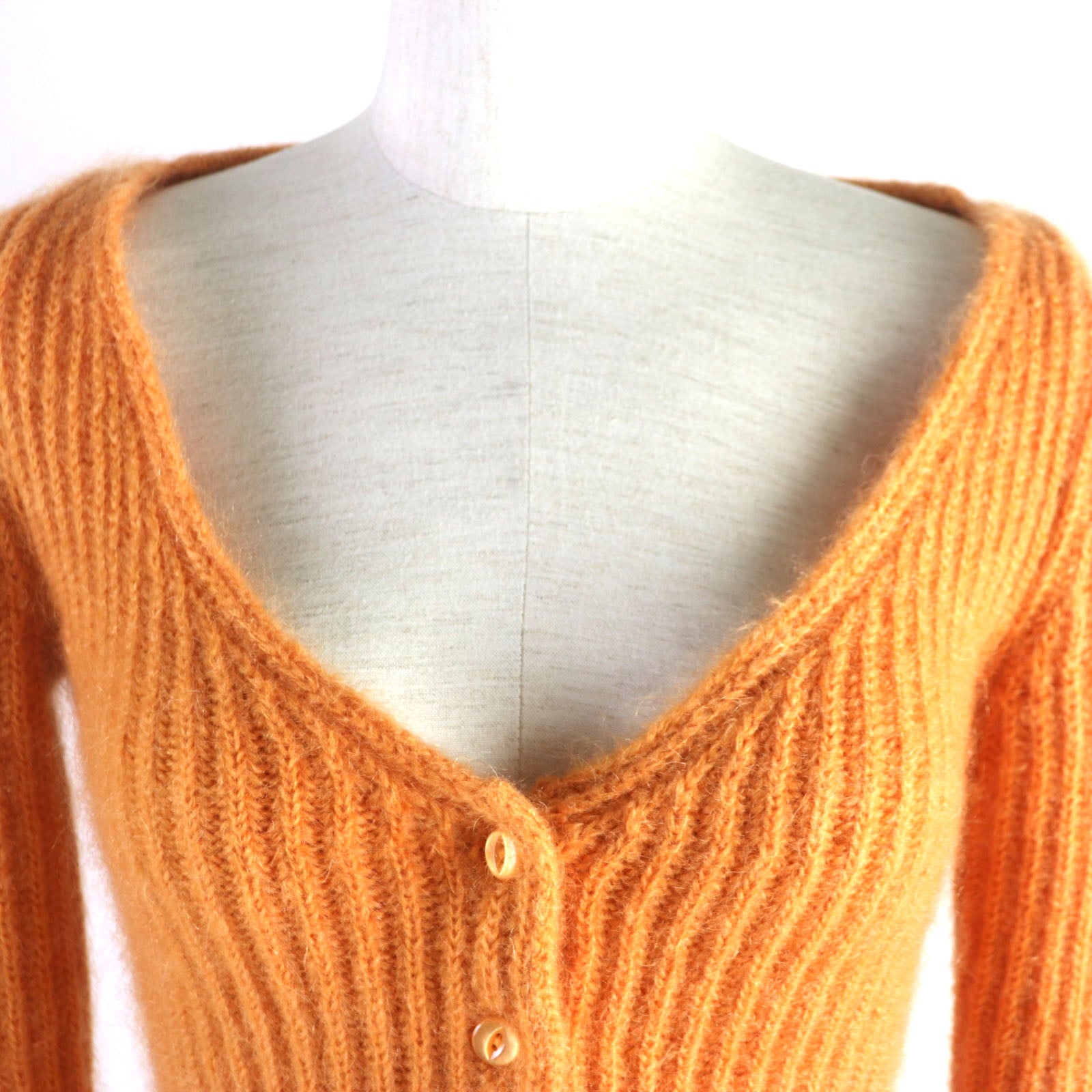 Celine Mohair Silk Cropped Cardigan XS Orange