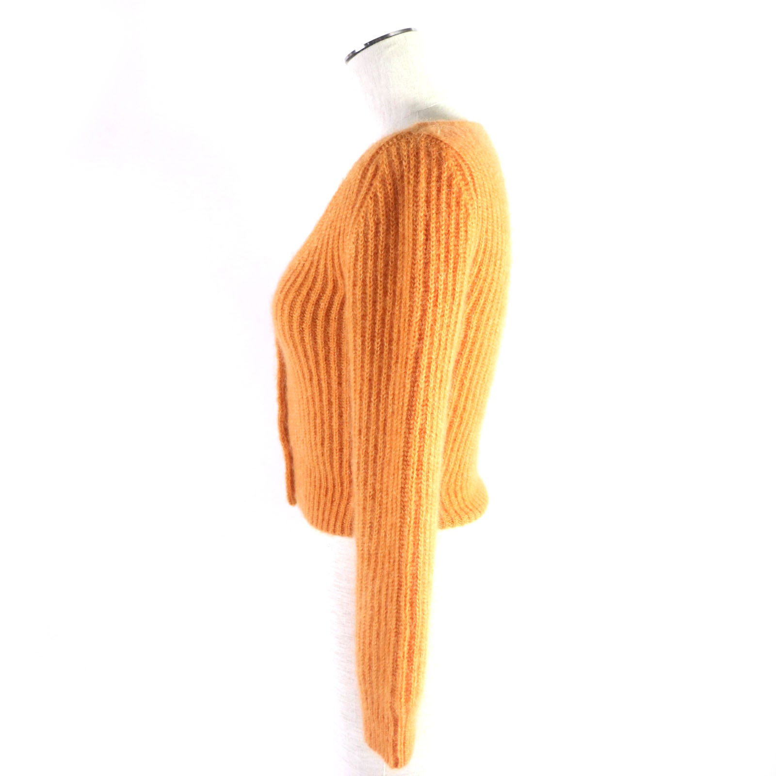 Celine Mohair Silk Cropped Cardigan XS Orange