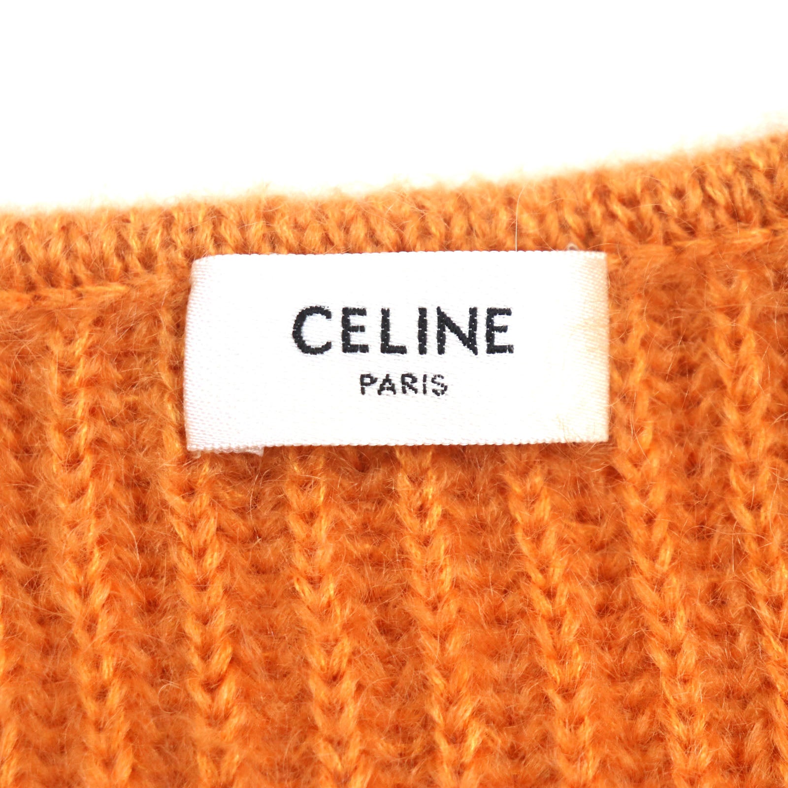 Celine Mohair Silk Cropped Cardigan XS Orange