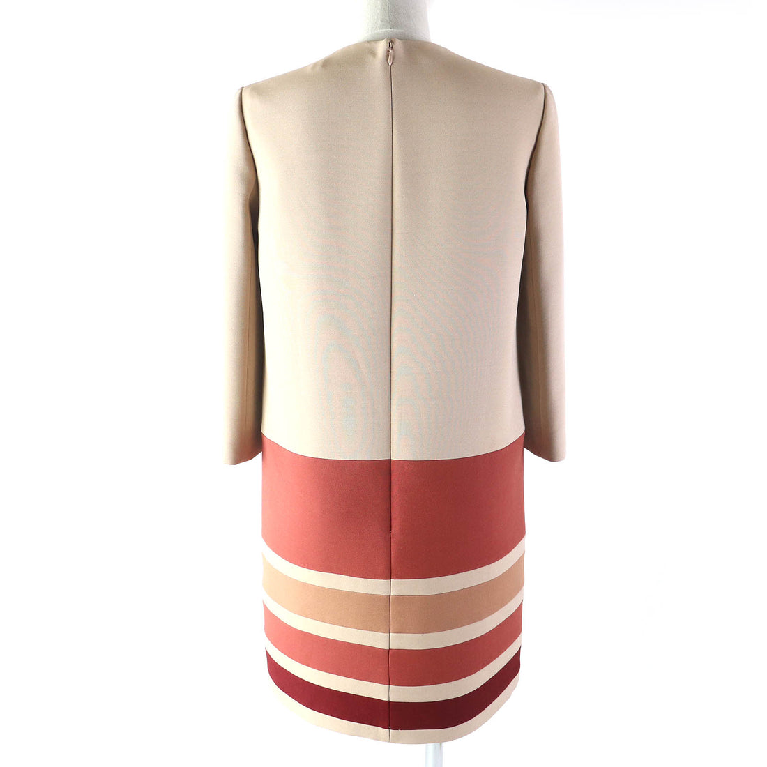 Dior Wool Silk Geometric Dress Beige Brown 38