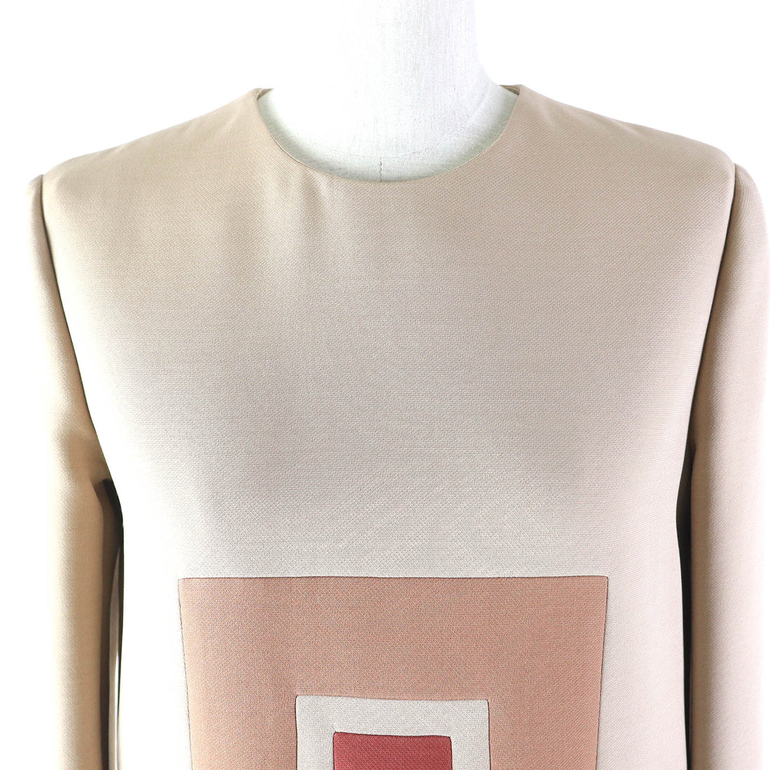 Dior Wool Silk Geometric Dress Beige Brown 38