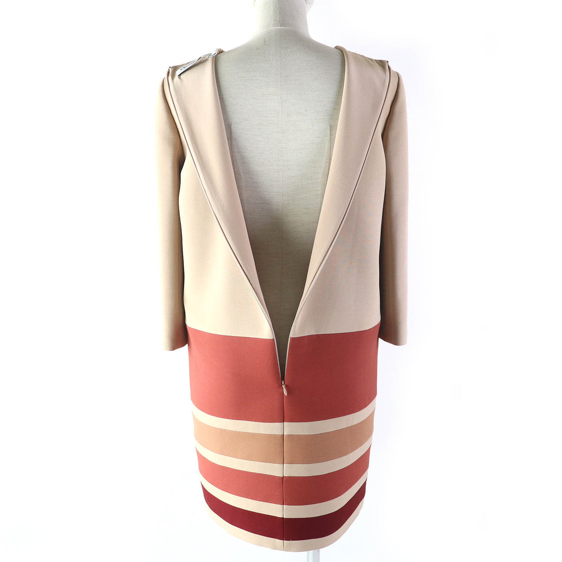 Dior Wool Silk Geometric Dress Beige Brown 38