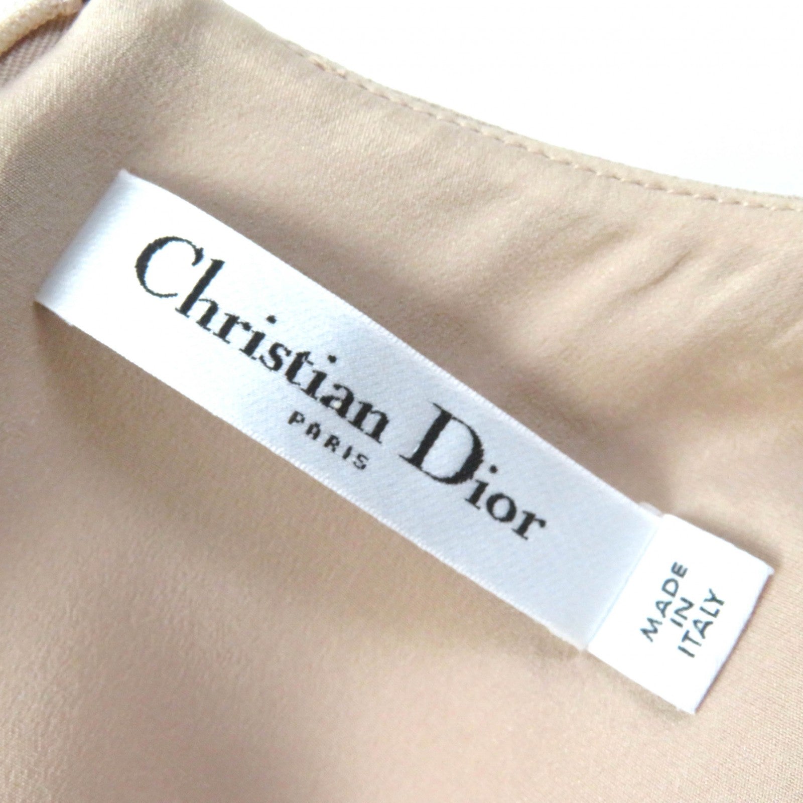 Dior Wool Silk Geometric Dress Beige Brown 38