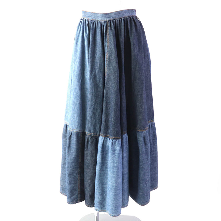 Dior Cotton Denim Flare Skirt Indigo Blue