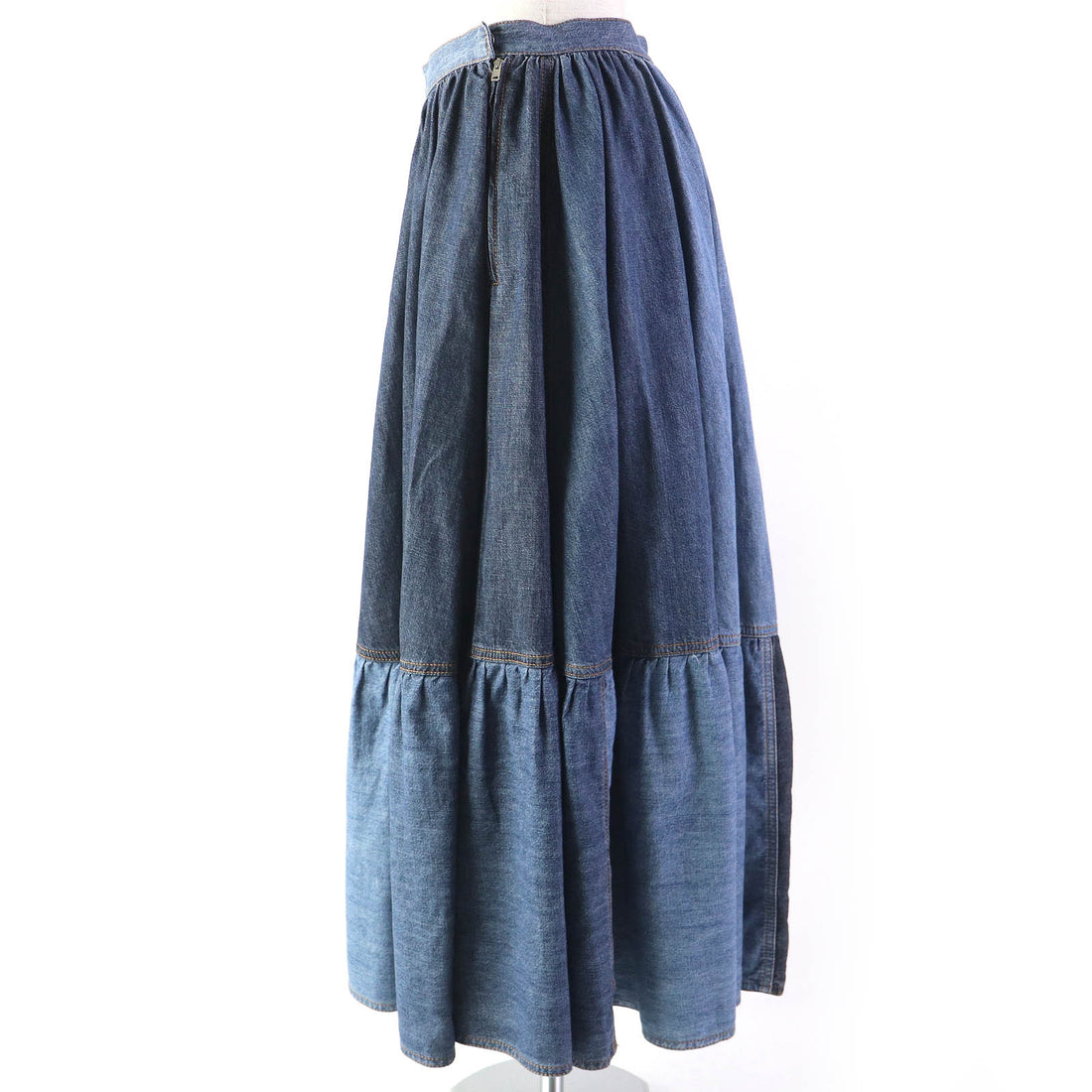 Dior Cotton Denim Flare Skirt Indigo Blue