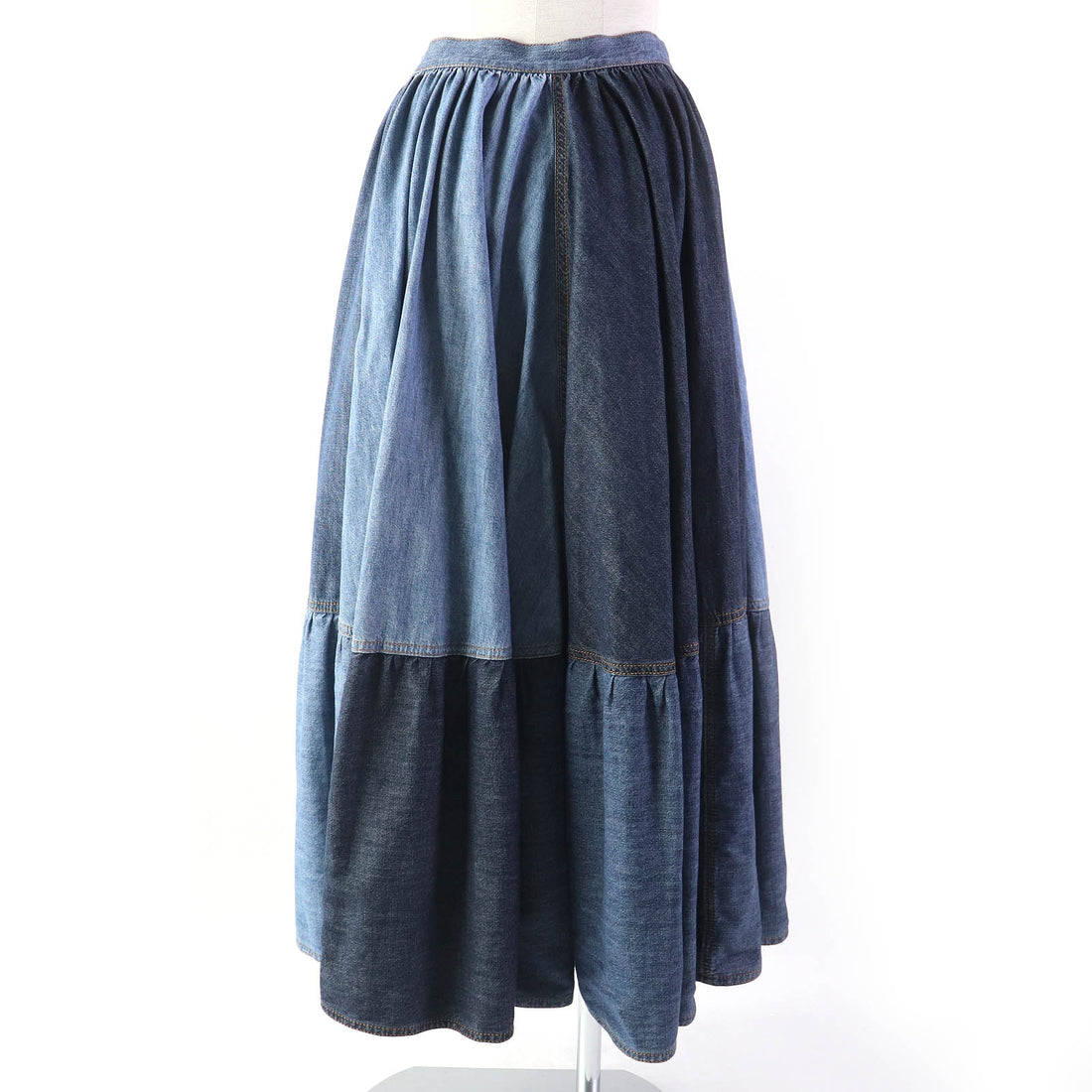 Dior Cotton Denim Flare Skirt Indigo Blue