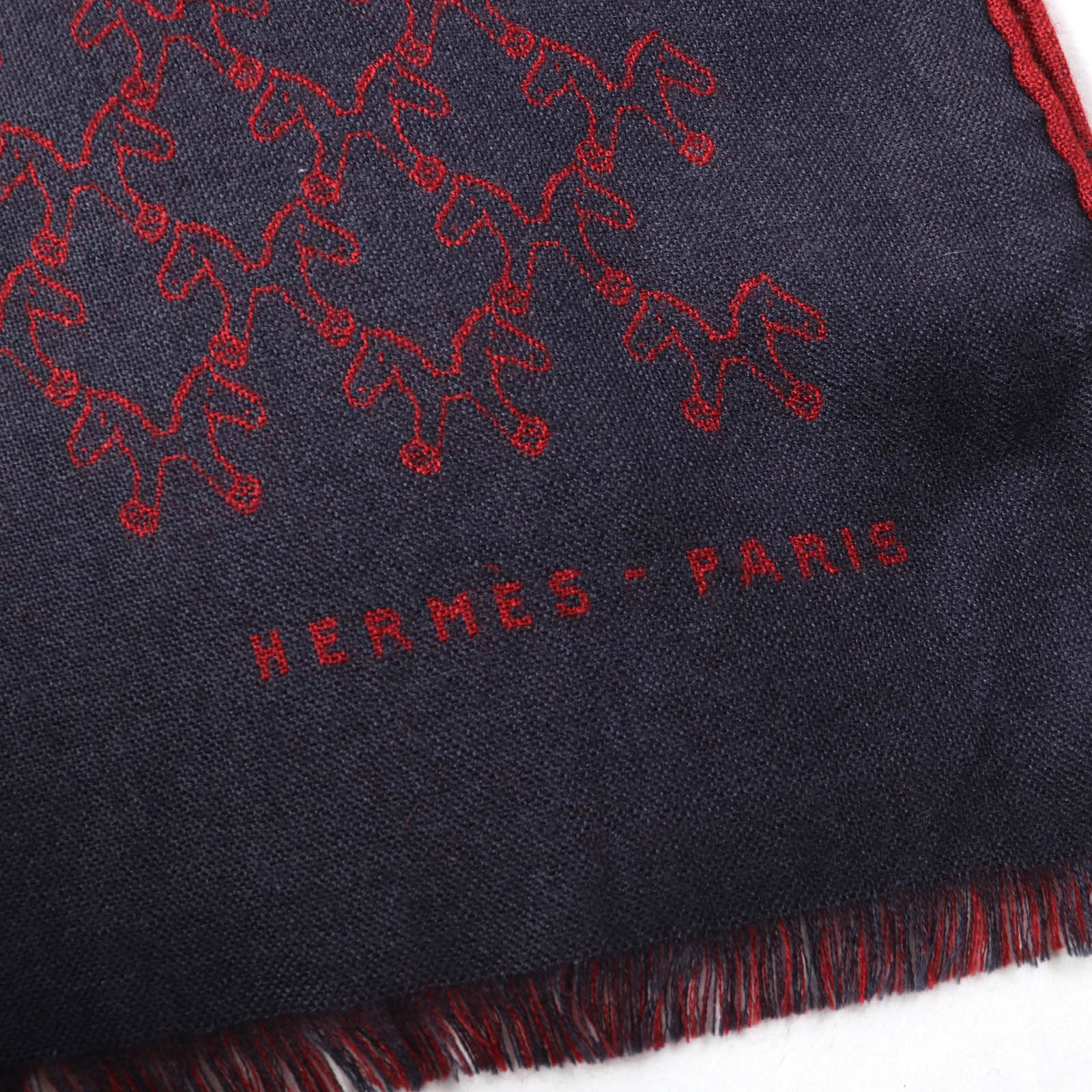 HERMES Cashmere Silk Horse Print Scarf