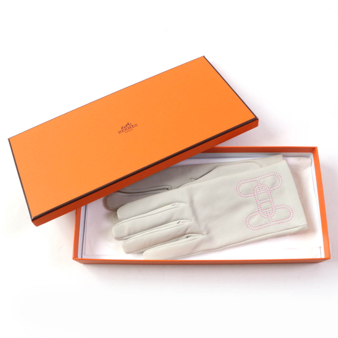 Hermes Leather Silk Logo Gloves Women