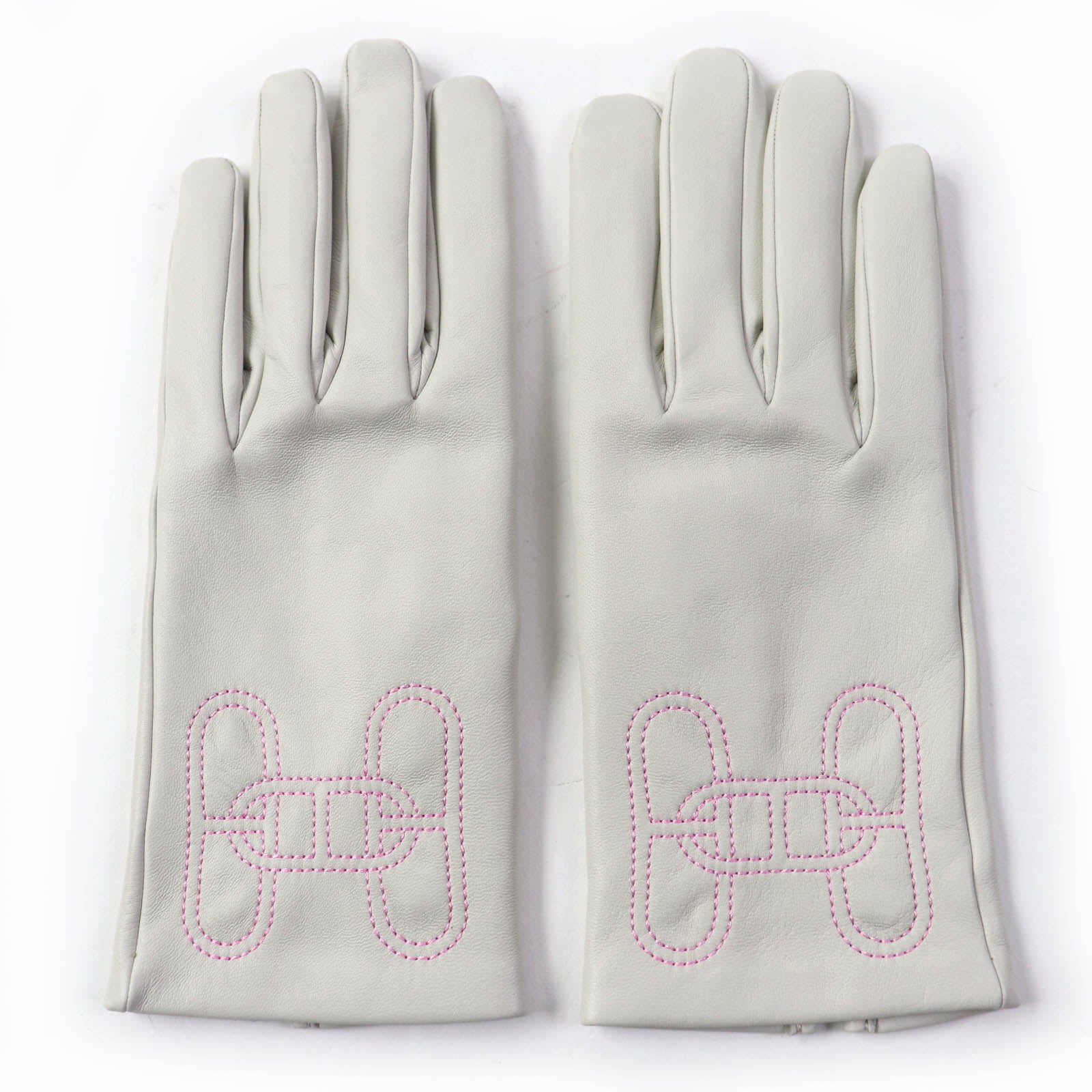 Hermes Leather Silk Logo Gloves Women