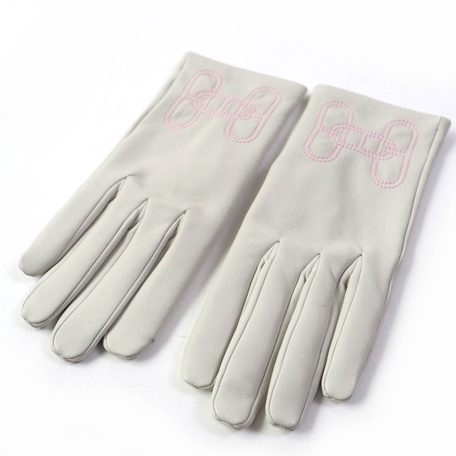 Hermes Leather Silk Logo Gloves Women