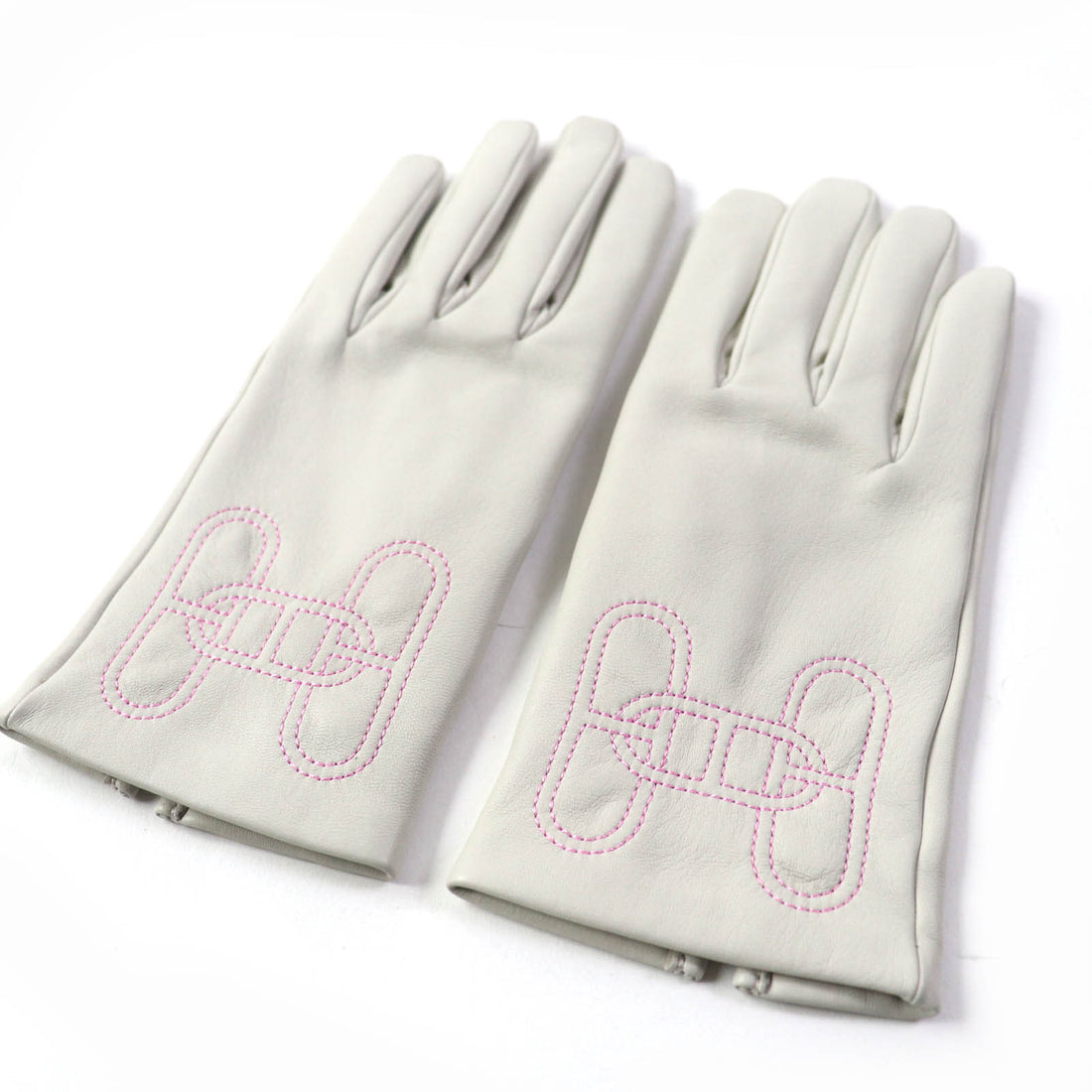 Hermes Leather Silk Logo Gloves Women