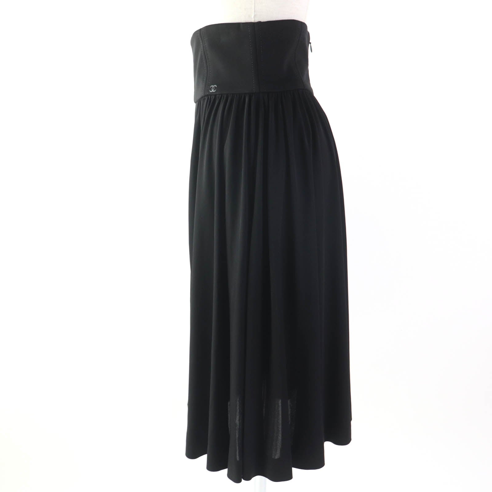 Chanel Rayon COCO Mark Flare Skirt Black