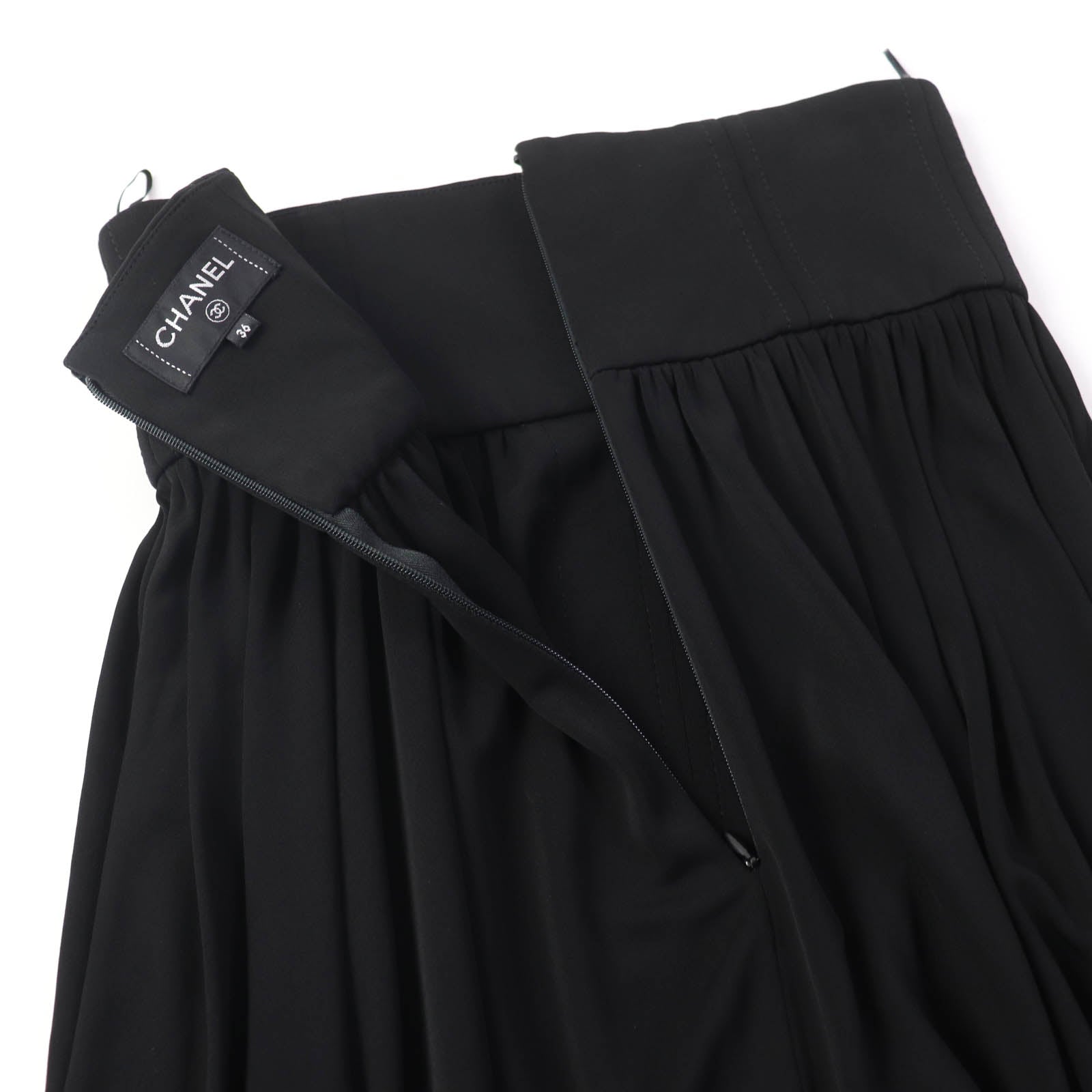 Chanel Rayon COCO Mark Flare Skirt Black